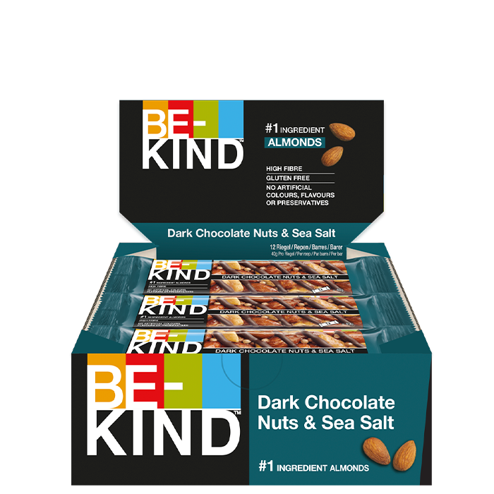 12 батончиков BeKind Core 40 г Темный шоколад с орехами и морской солью Темный шоколад с орехами и морской солью