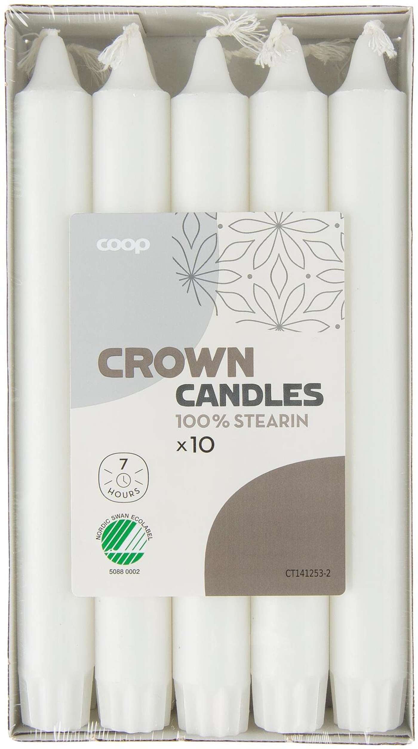 Свеча Coop-корона белая 20 см 10 шт.
