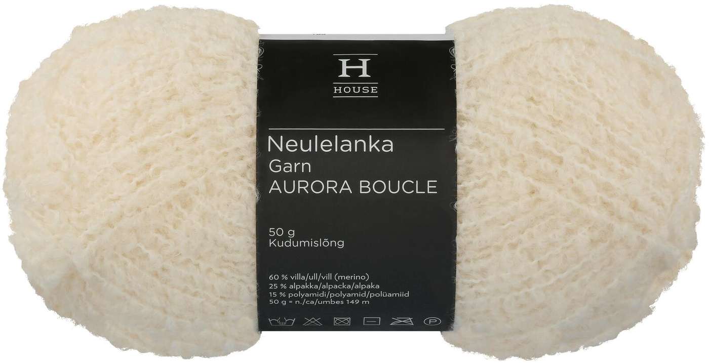 Домашняя пряжа Aurora Boucle 50 г ваниль 2378 (цвет ваниль)