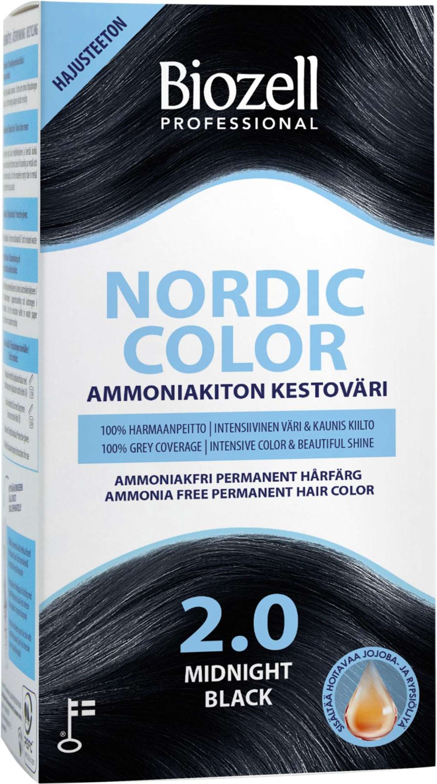 Biozell Professional Nordic Color перманентная краска без аммиака Midnight Black 2. 0 2x60 мл