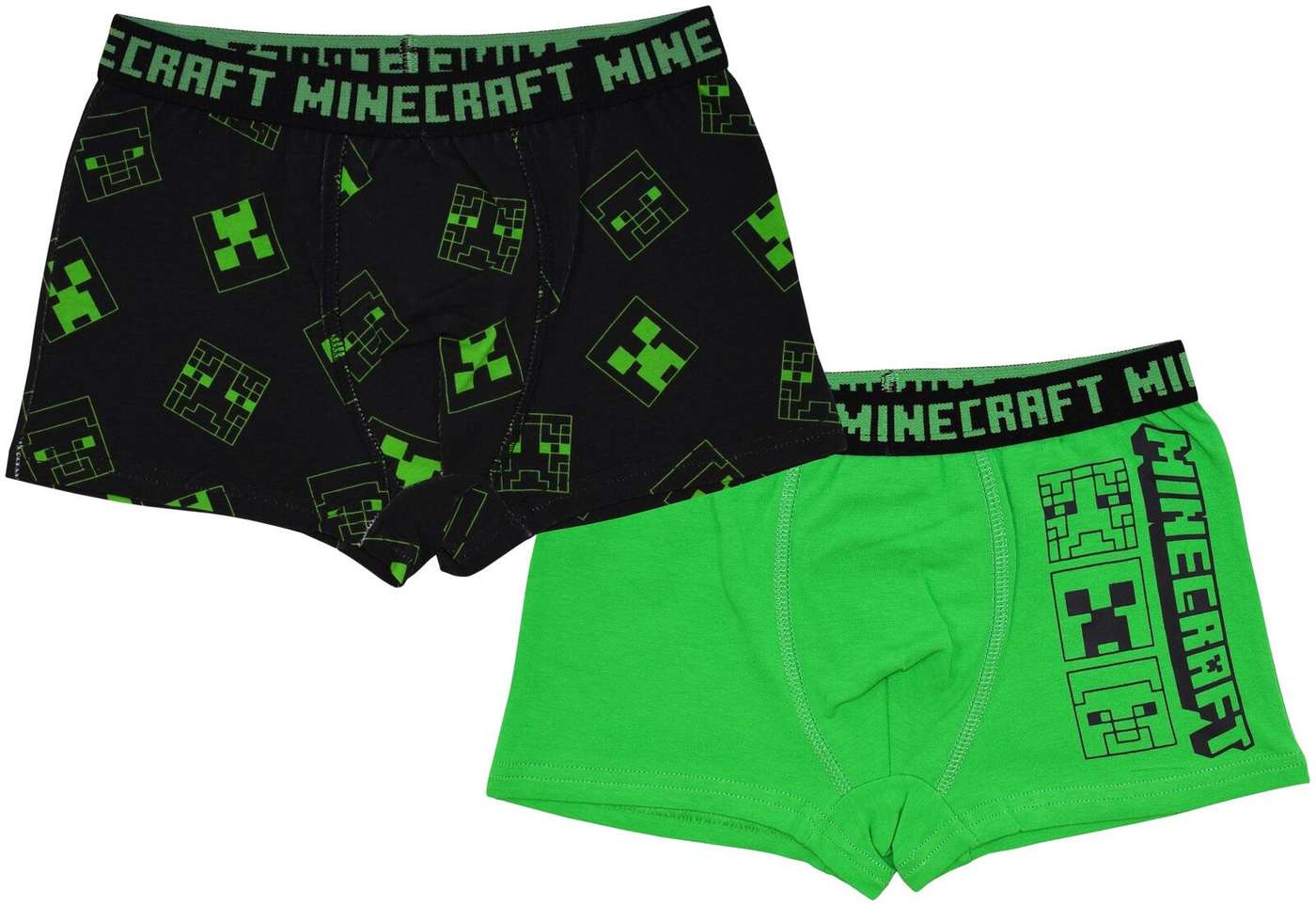 Детские боксеры Minecraft, 2 шт. (размер 120, цвет Зеленый / черный)