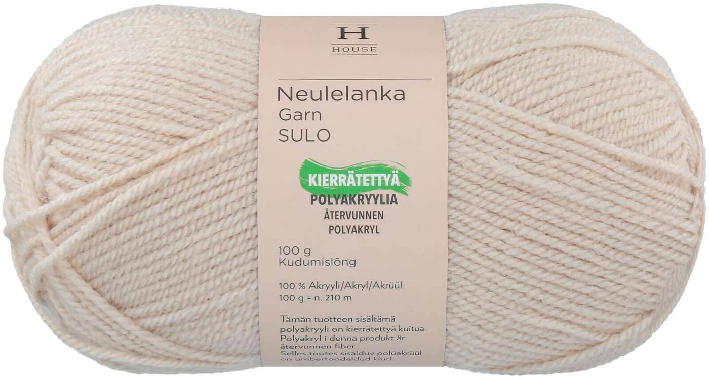Пряжа для домашнего вязания акрил Sulo 100 г Sand Beige 6383 (цвет песочно-бежевый)