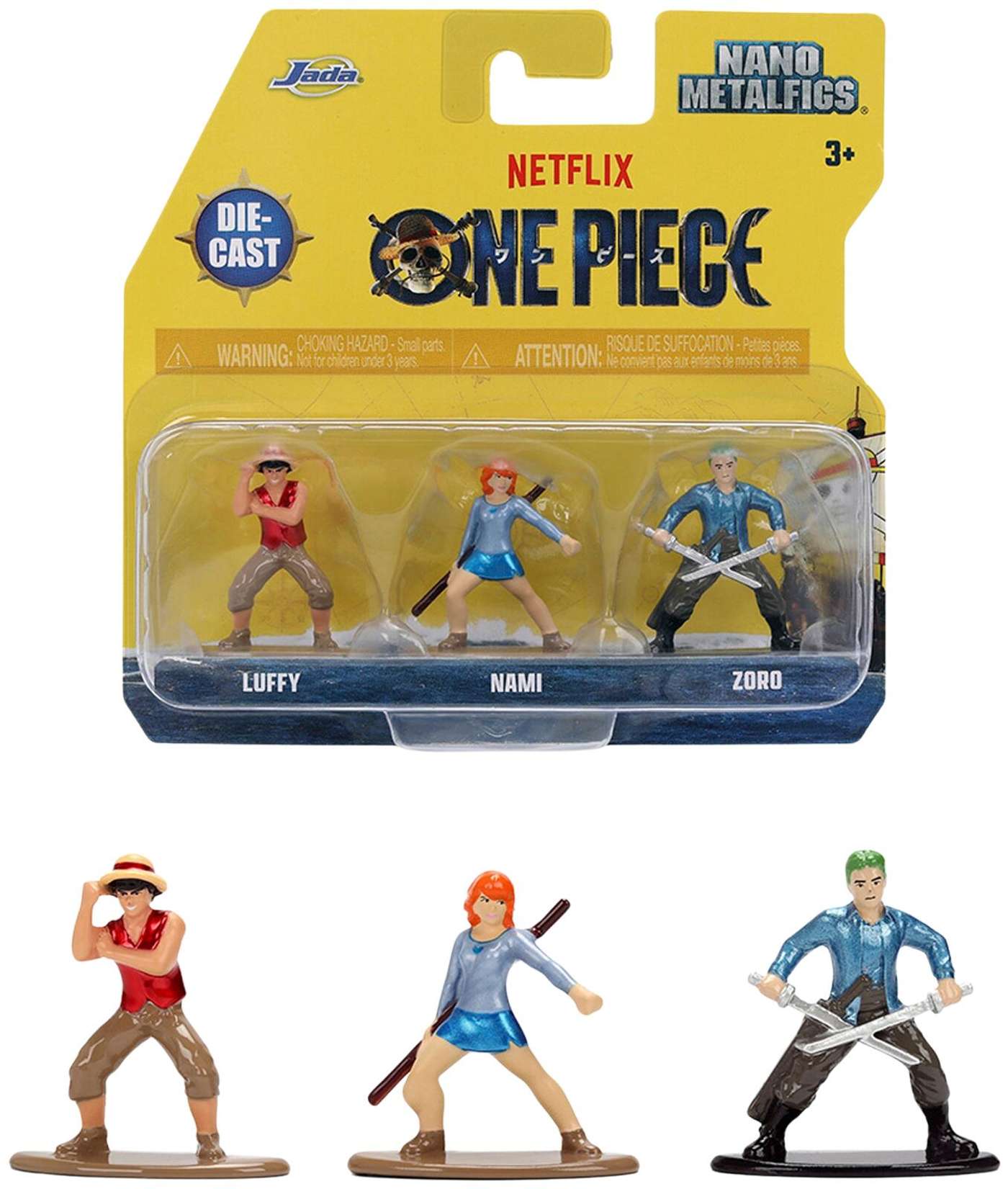 Коллекционные фигурки Jada One Piece из металла (литья под давлением), 4 см, 3 шт. / коробка