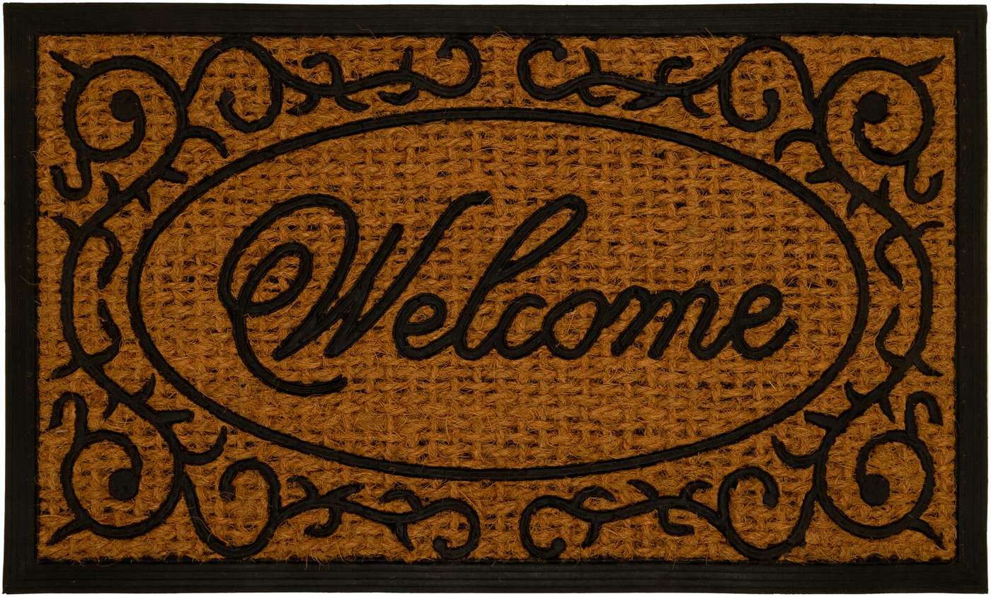 Коврик для дома Welcome 45x75 см, кокосовое волокно / каучук (цвет натуральная койра / черный)
