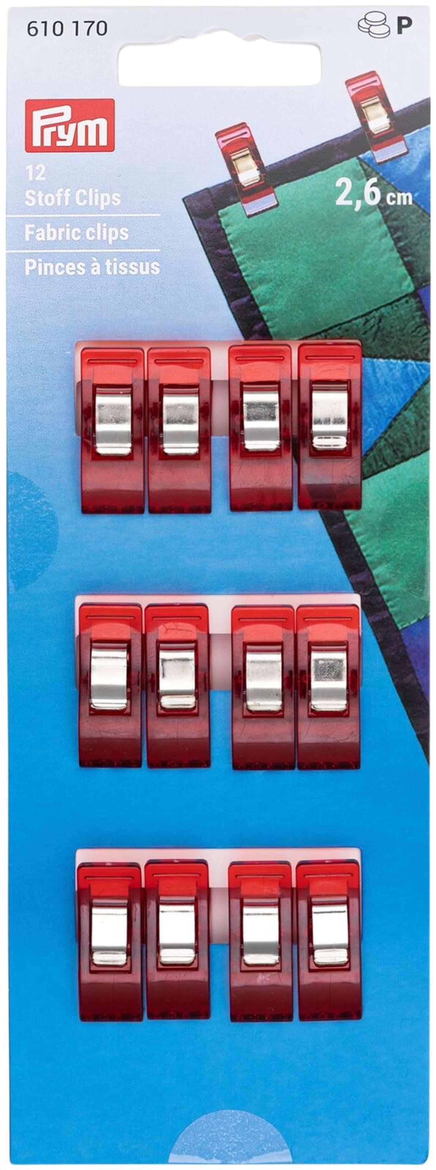 Зажимы для ткани Prym 2, 6см 12шт красные (цвет красный)