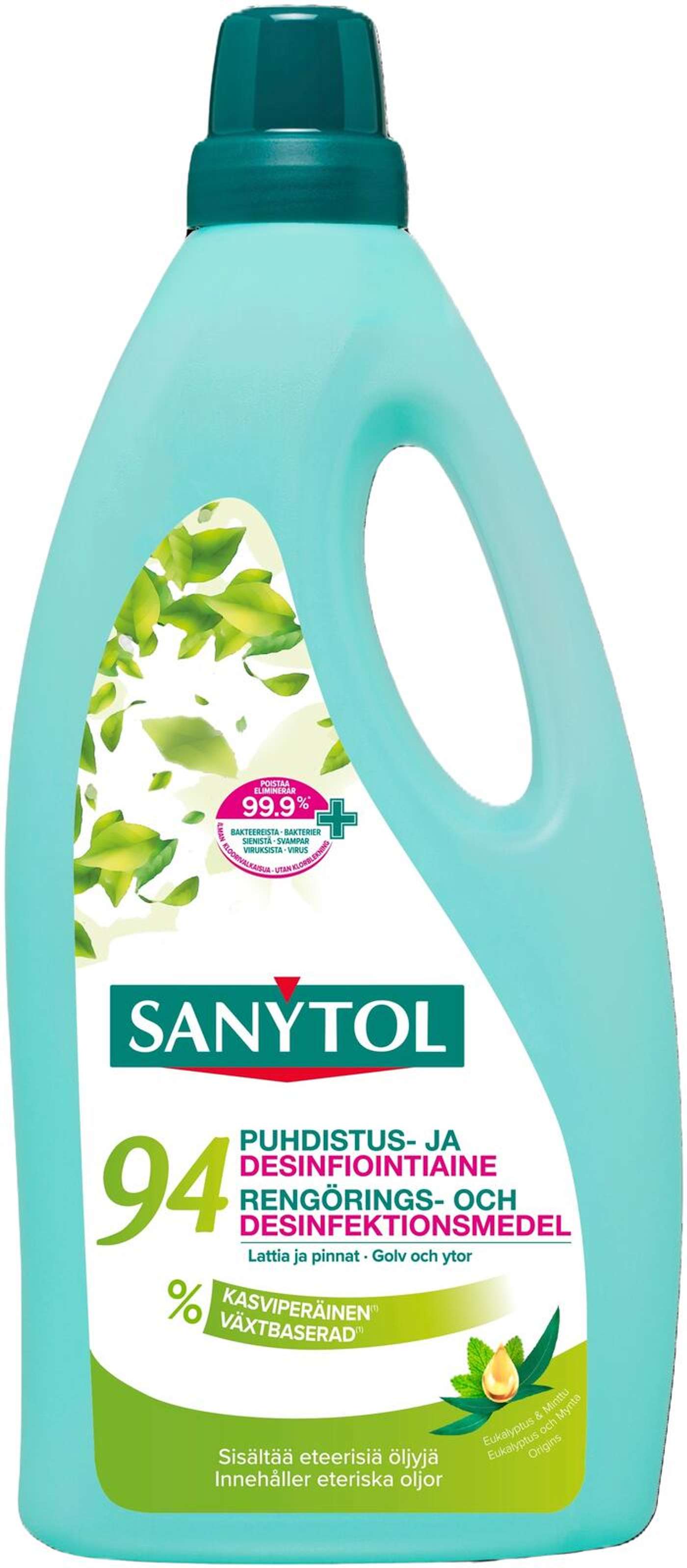 Sanytol 1л Чистящее и дезинфицирующее средство для полов и поверхностей, 94% ингредиентов растительного происхождения.