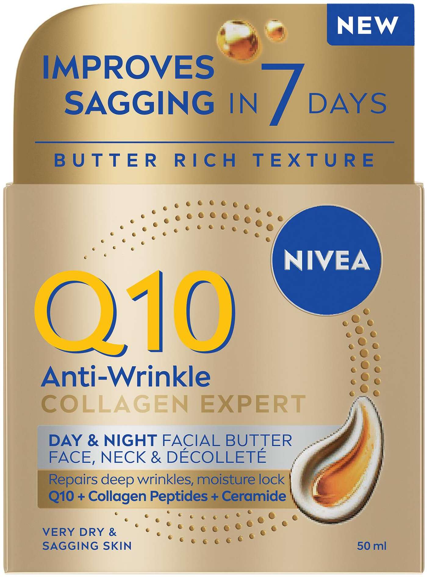 NIVEA 50 мл Q10 Коллагеновое экспертное дневное и ночное масло для лица против морщин