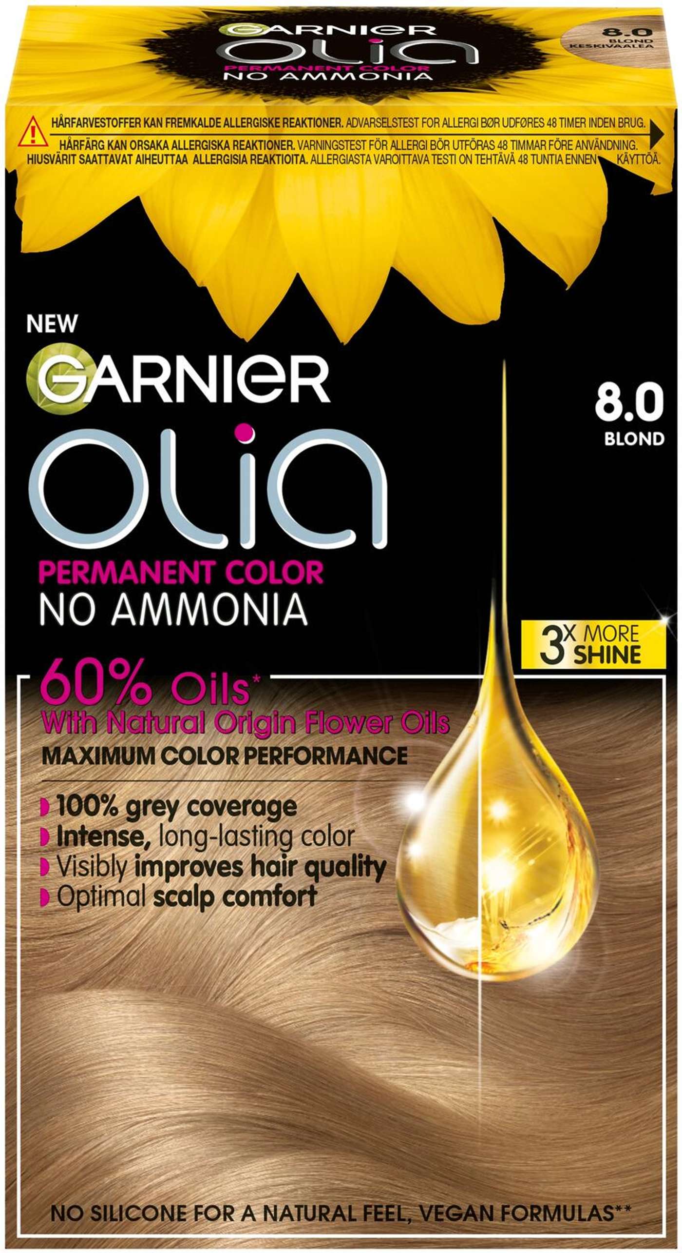 Стойкая краска Garnier Olia 8. 0 Блонд 174мл (цвет Блондинка)