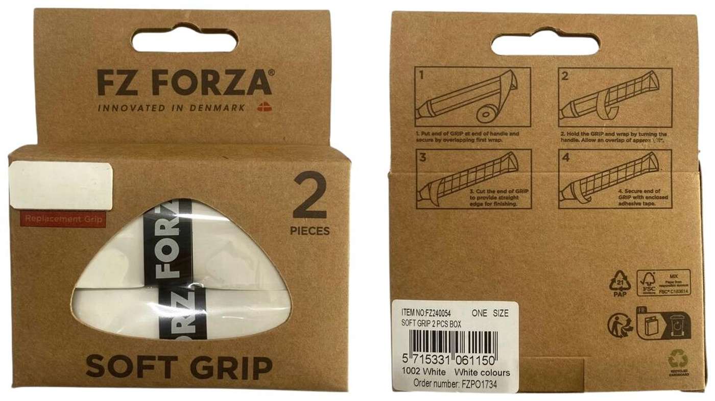 Рукоятка ракетки для бадминтона FZ Forza Soft Grip 2 шт, толстая ручка, белая (цвет Белый)