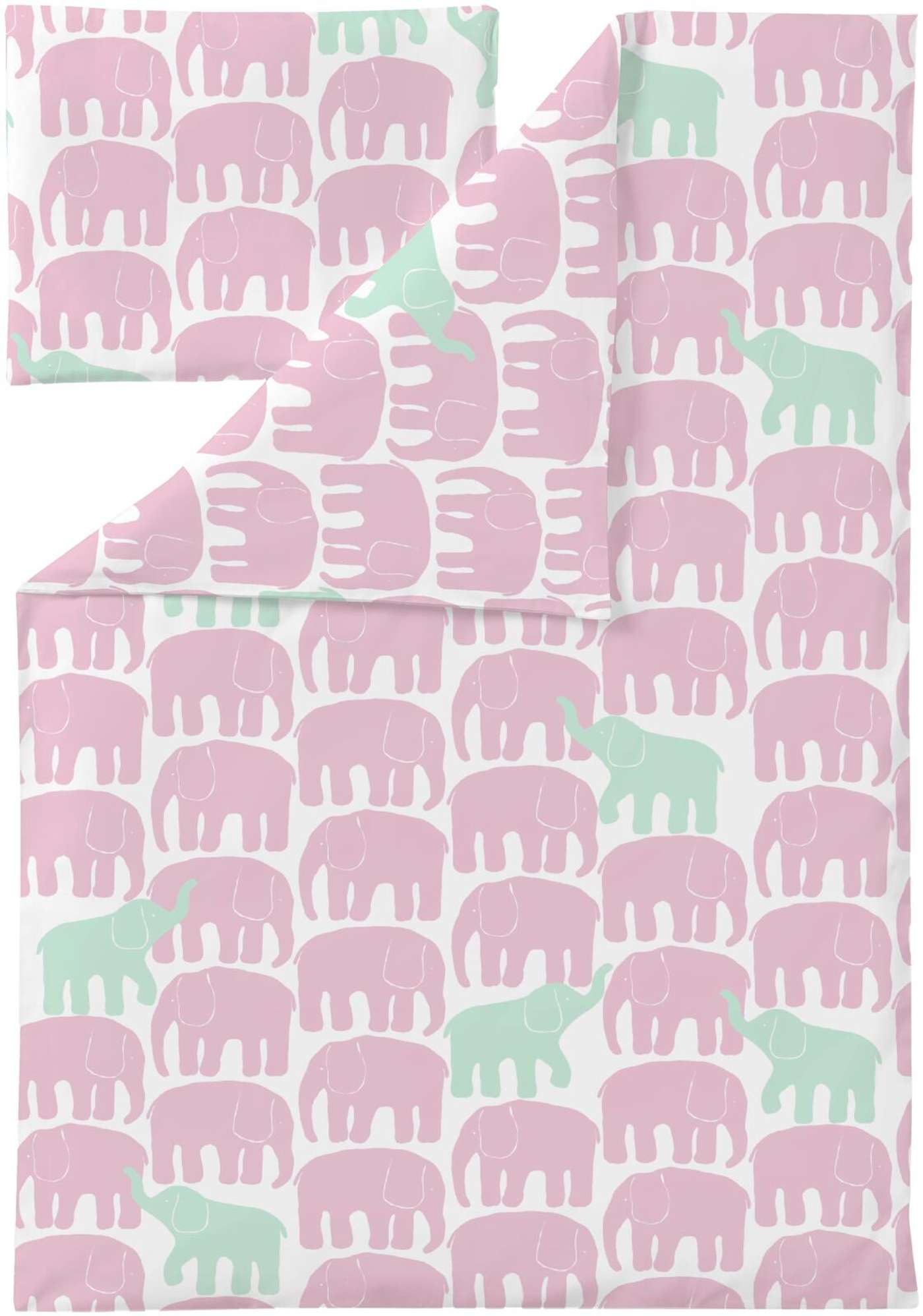 Finlayson детский комплект пододеяльников Elephant Free 85X125 + 40X60 светло-розовый / мятный (цвет светло-розовый / мятный)
