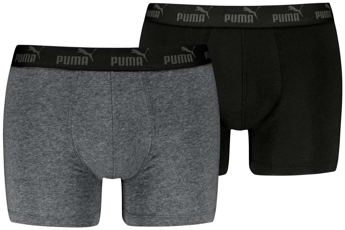 Набор базовых мужских боксеров Puma Elements, 2 пары (размер С, цвет Серый Меланж / Черный)