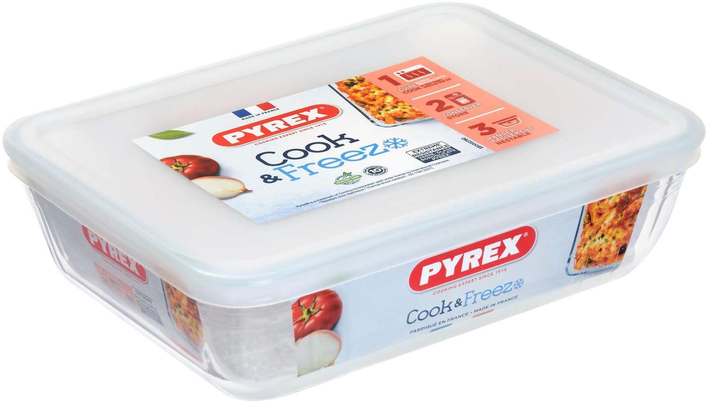Стеклянная посуда Pyrex Cook & Freeze с крышкой 22x17см (цвет Прозрачный)
