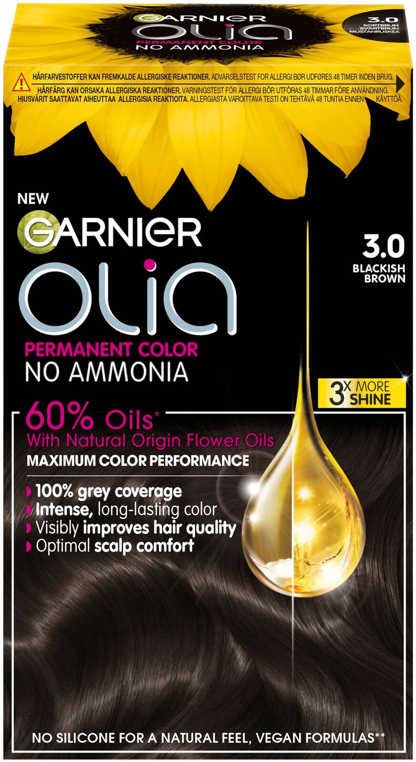 Перманентная краска Garnier Olia 3. 0 Soft Black 174 мл (цвет Мягкий черный)
