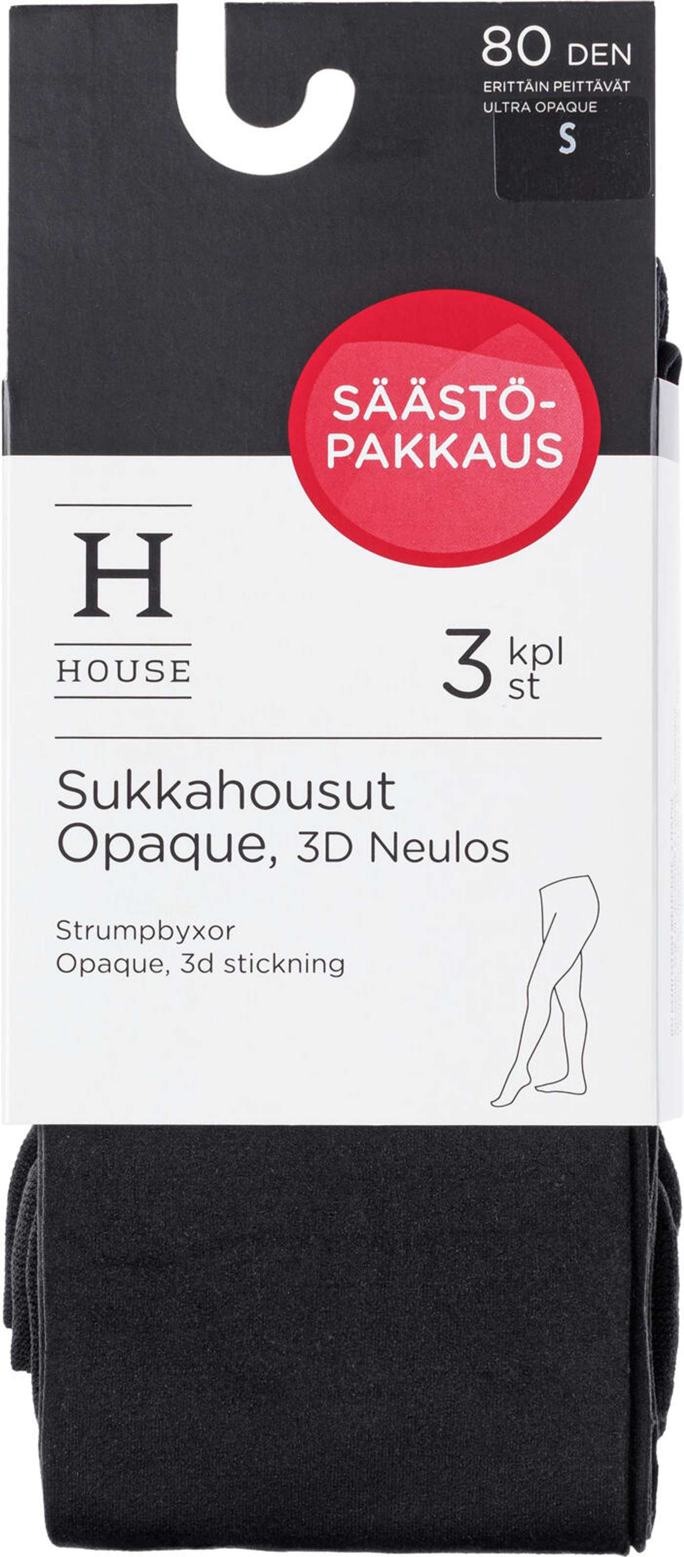 Колготки женские House 80 ден 3D Opaque 3 шт. (размер 36-40, цвет черный)