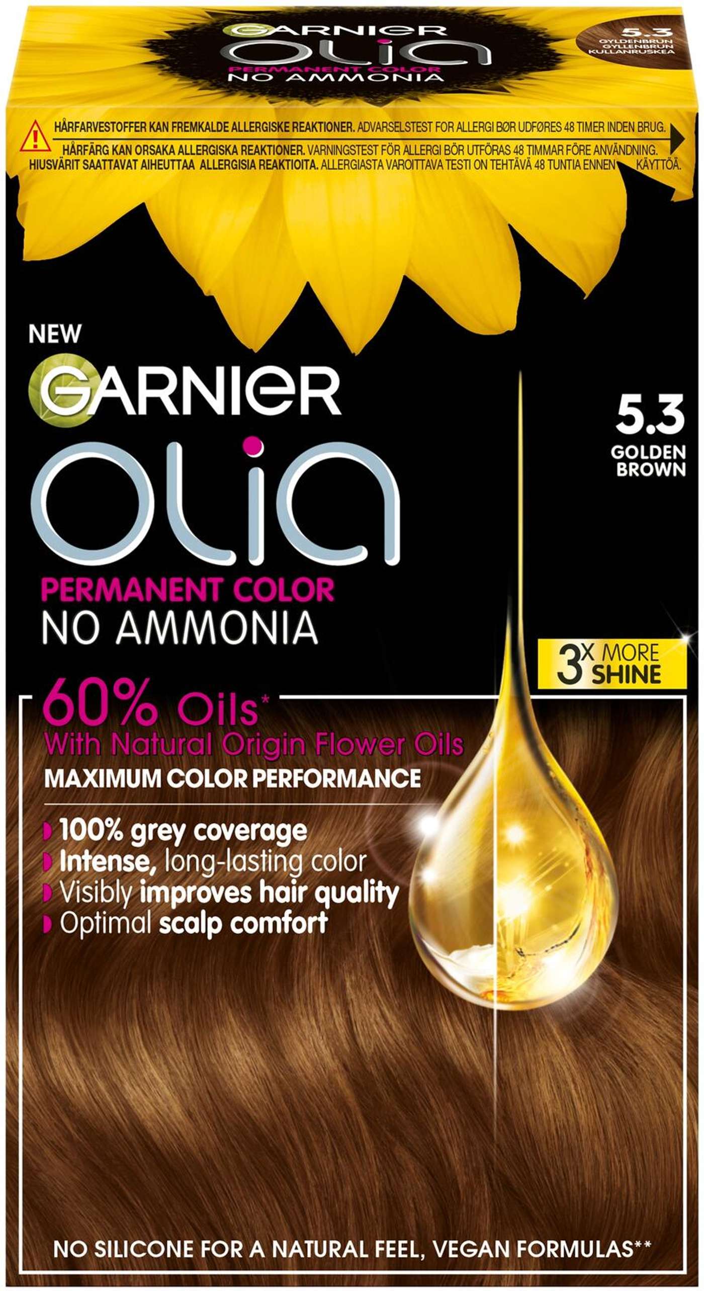 Перманентная краска Garnier Olia 5. 3 Золотисто-коричневый 174мл (цвет Золотисто-коричневый)