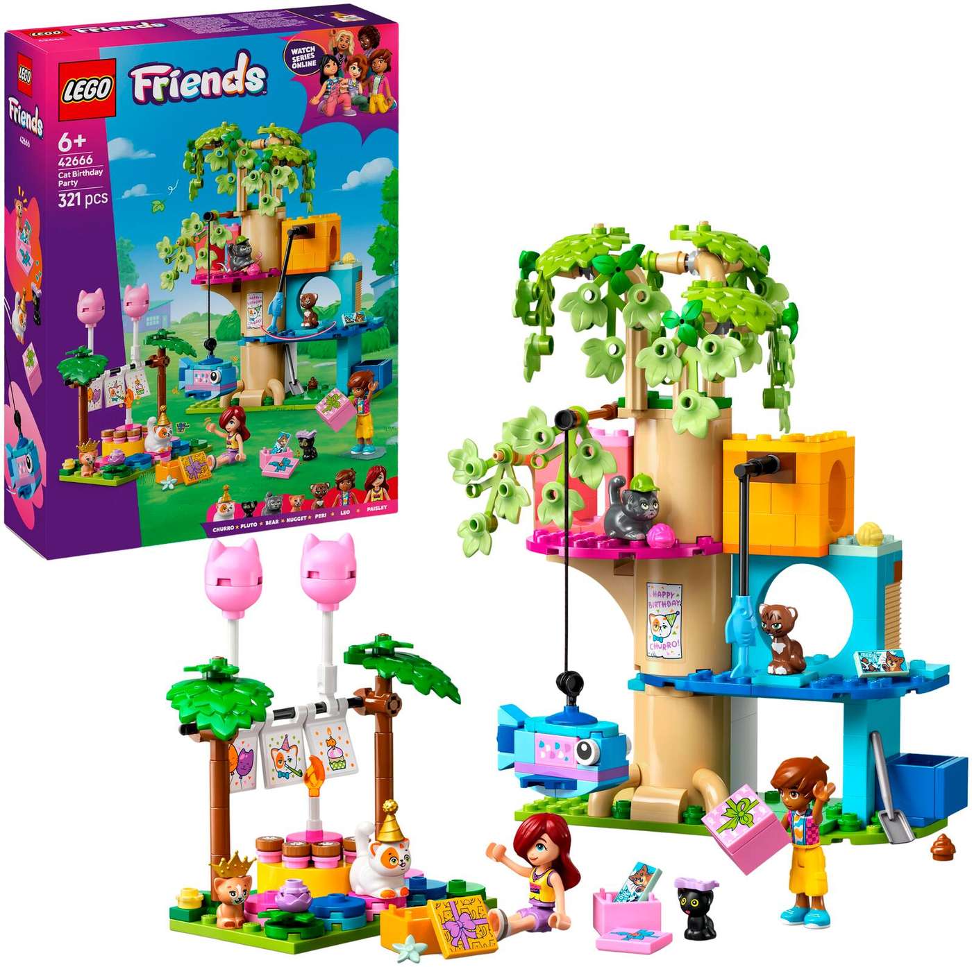 LEGO® Friends 42666 Кошачий день рождения и домик на дереве