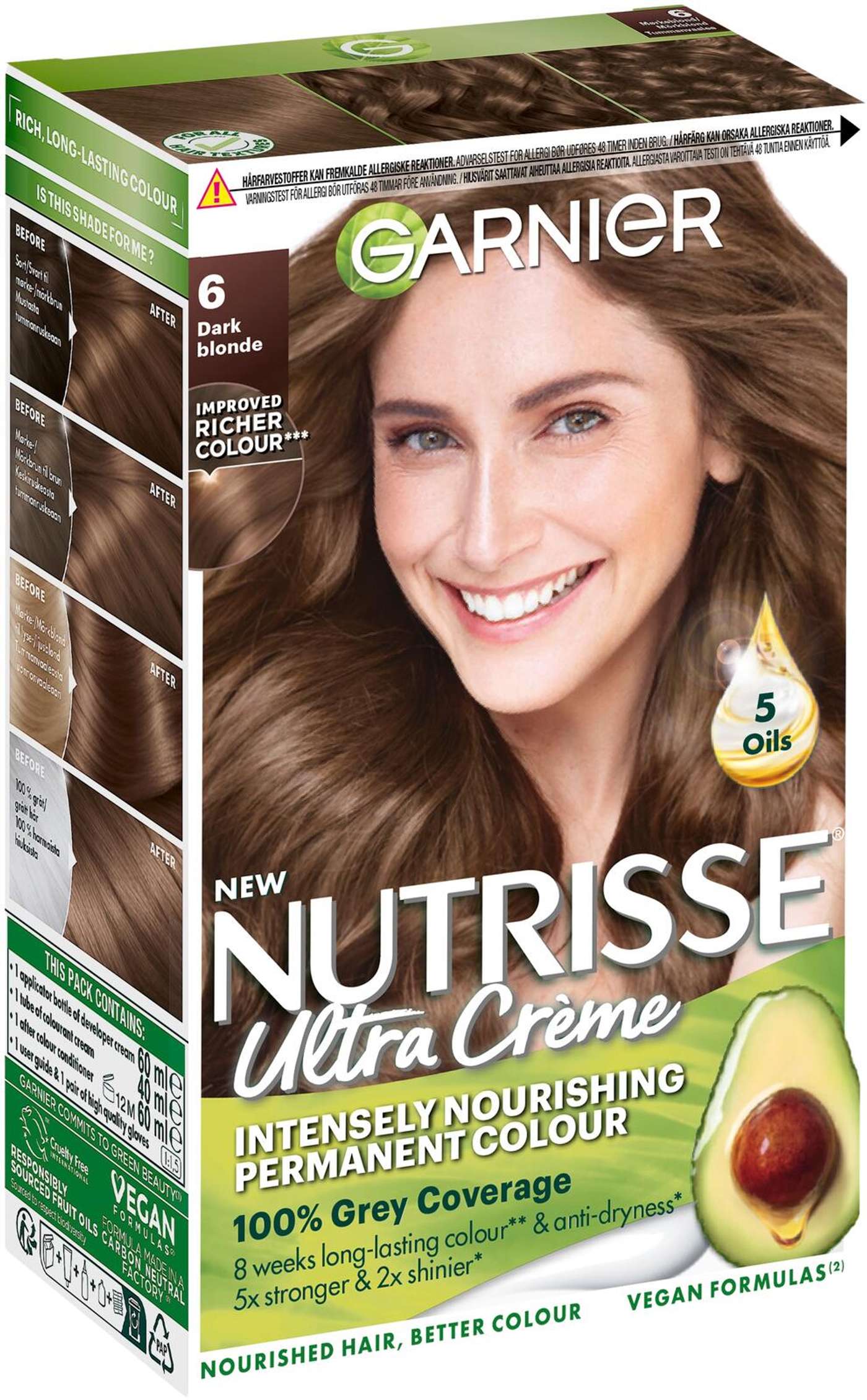 Garnier Nutrisse Ultra Creme 6. 0 Темно-русый Темно-русый перманентный краситель 1шт (цвет Темно-русый)