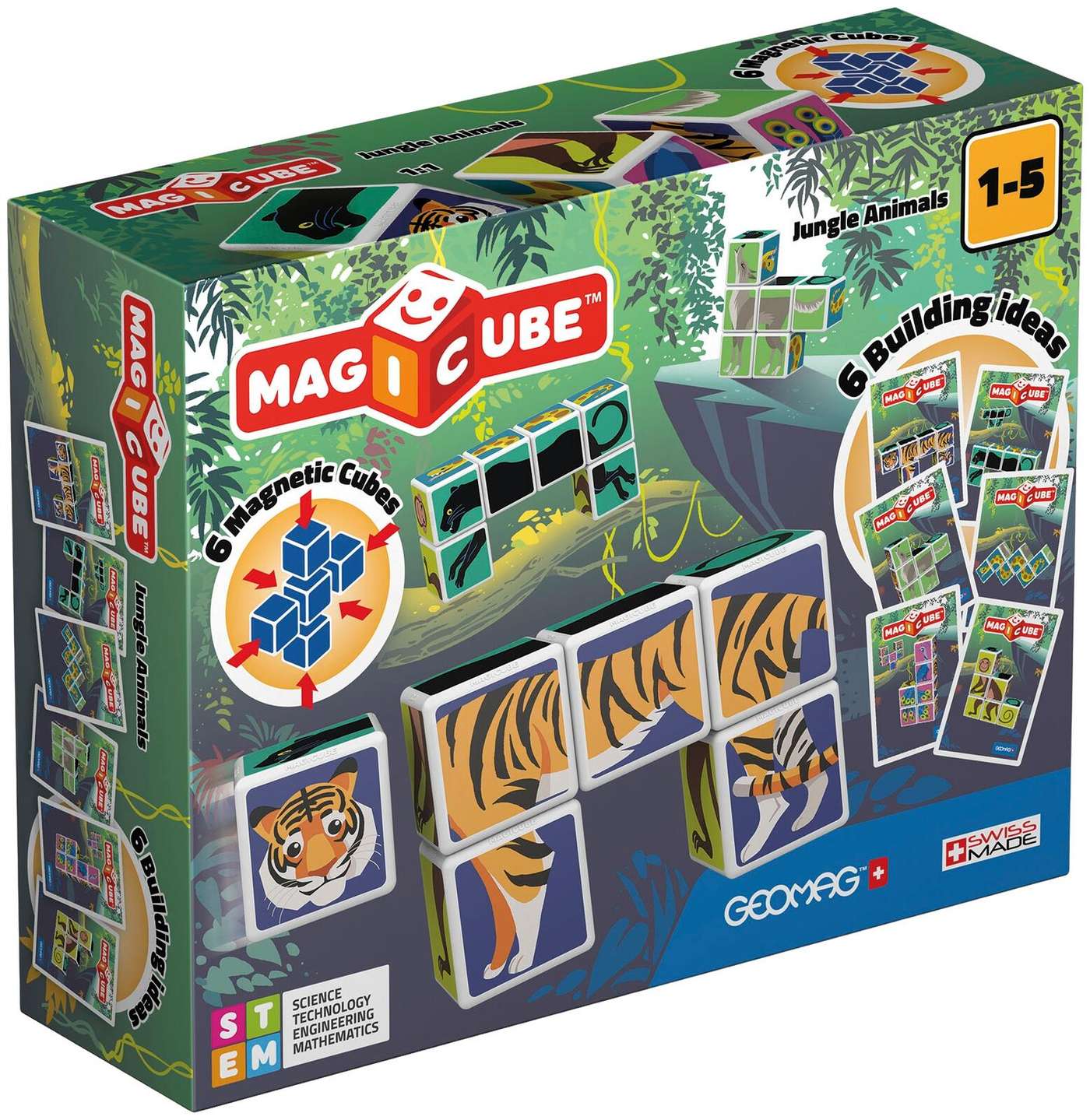 Магнитный конструктор Geomag Magicube Jungle Animals, 9 деталей