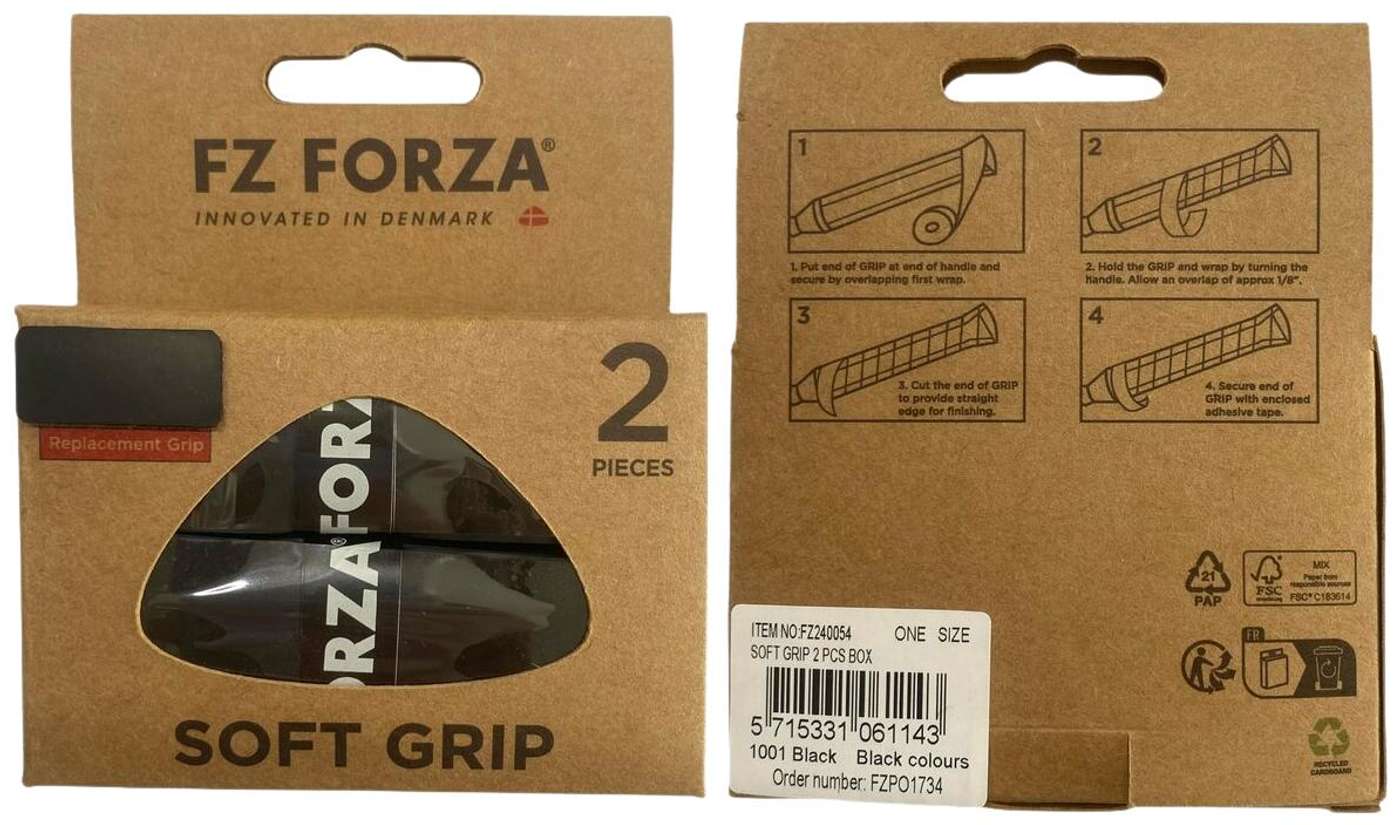 Рукоятка ракетки для бадминтона FZ Forza Soft Grip 2 шт, толстая ручка, черная (цвет Черный)