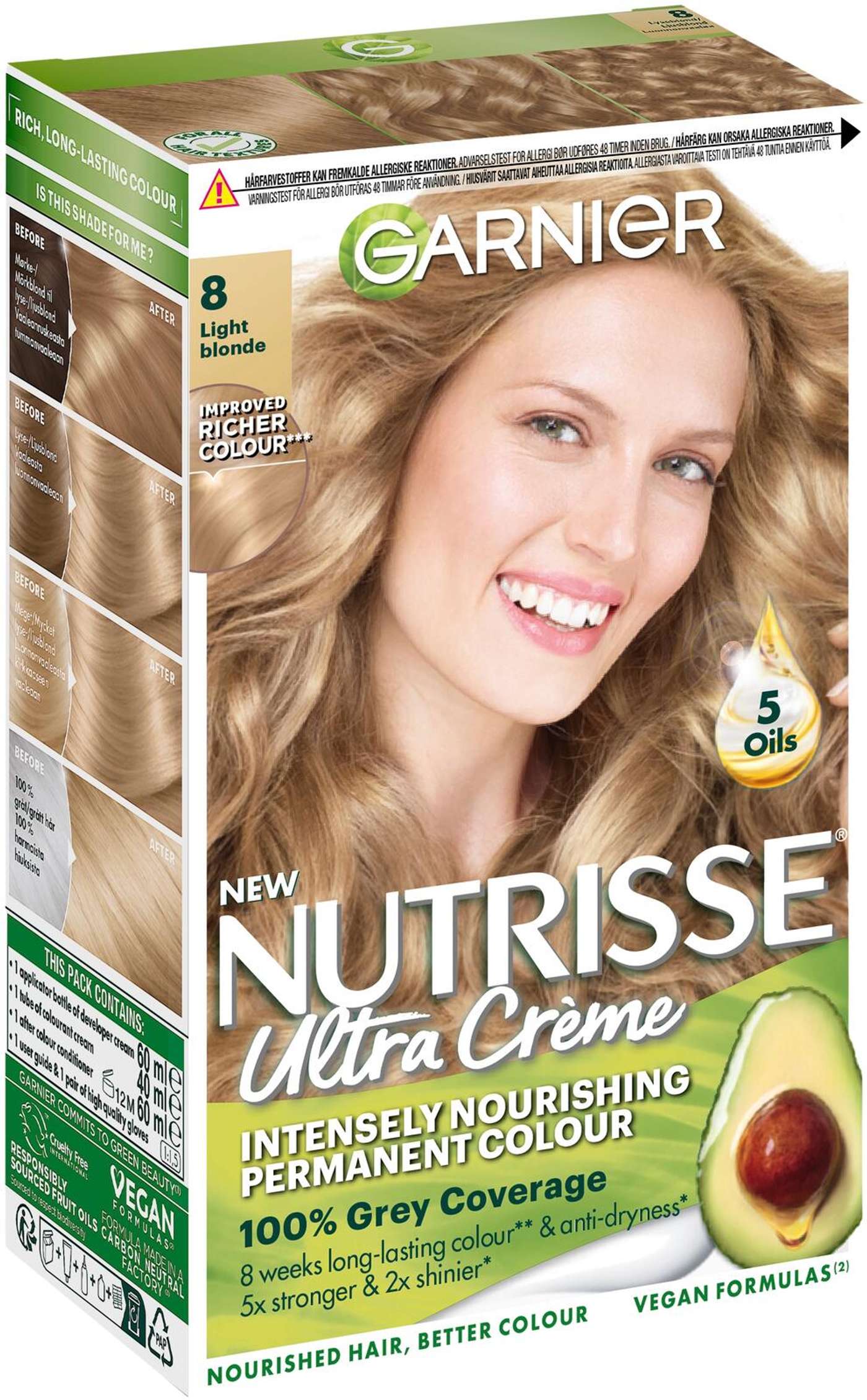 Garnier Nutrisse Ultra Creme 8. 0 Светлый блондин Натуральный блондин перманентный цвет 1шт (цвет Светлый блондин)