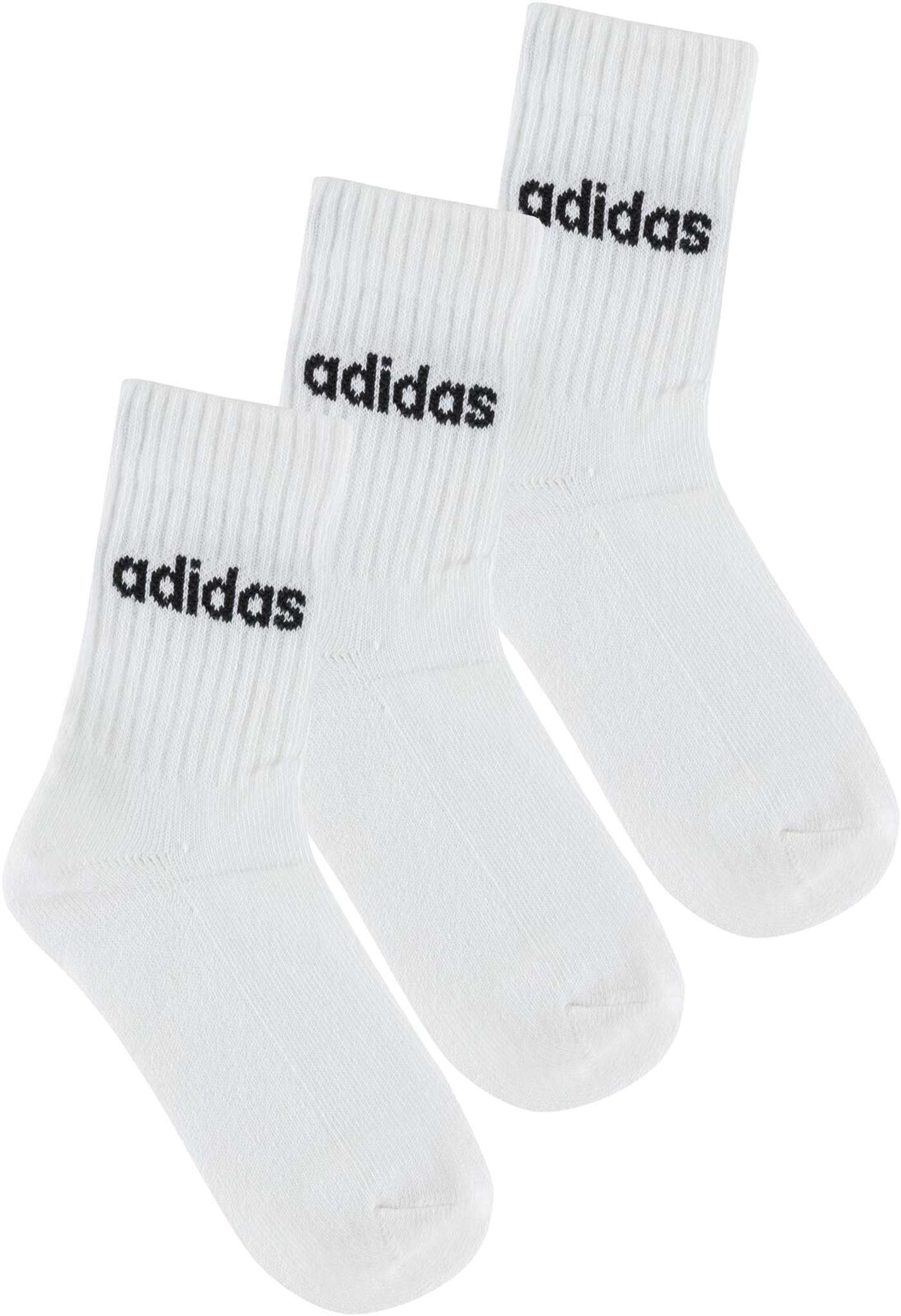 Детские носки adidas Linear Crew, 3 пары (размер 34 / 36, цвет БЕЛЫЙ)