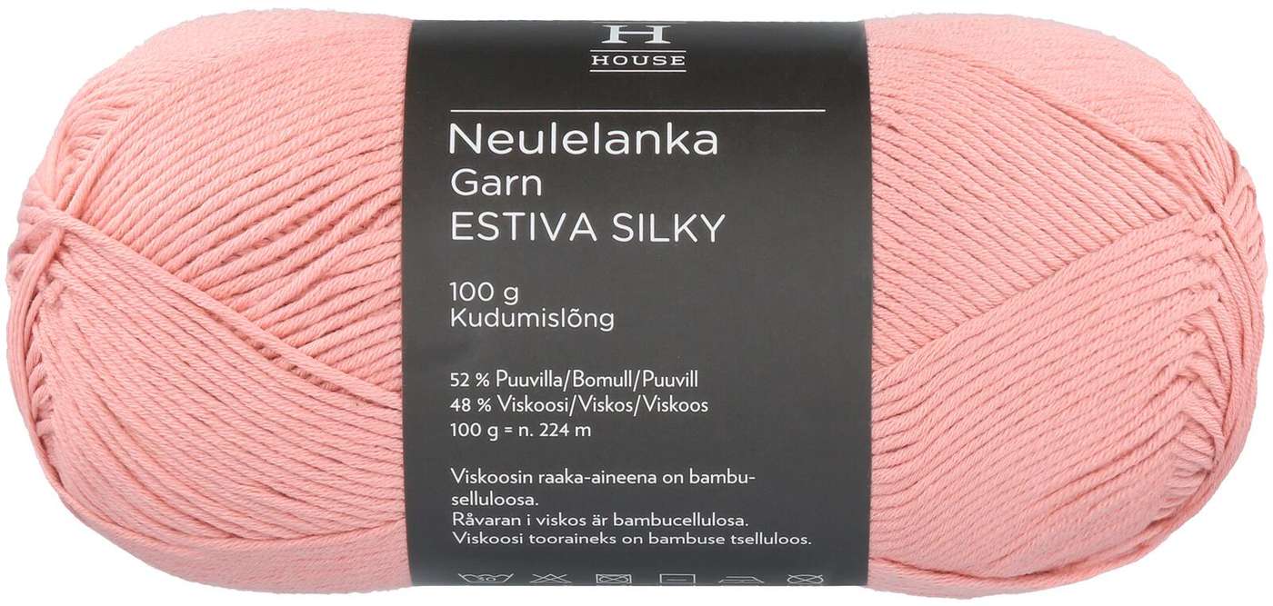Пряжа домашняя бамбуковая смесовая вискоза-хлопок Estiva Silky 100 г Pastel Pink 12931 (цвет пастельно-розовый)