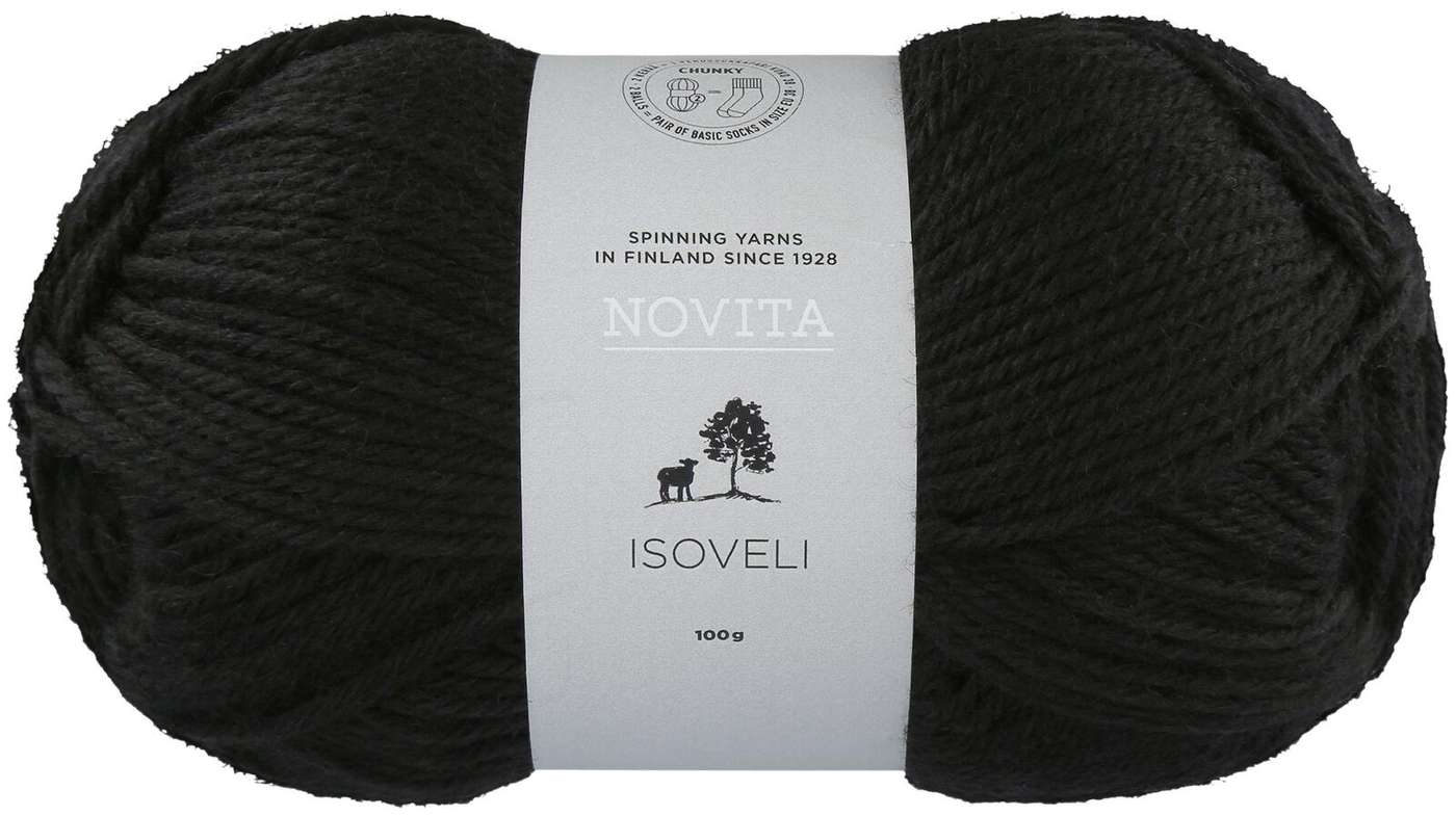 Пряжа Novita Isoveli 100 г сажа (цвет Сажа)