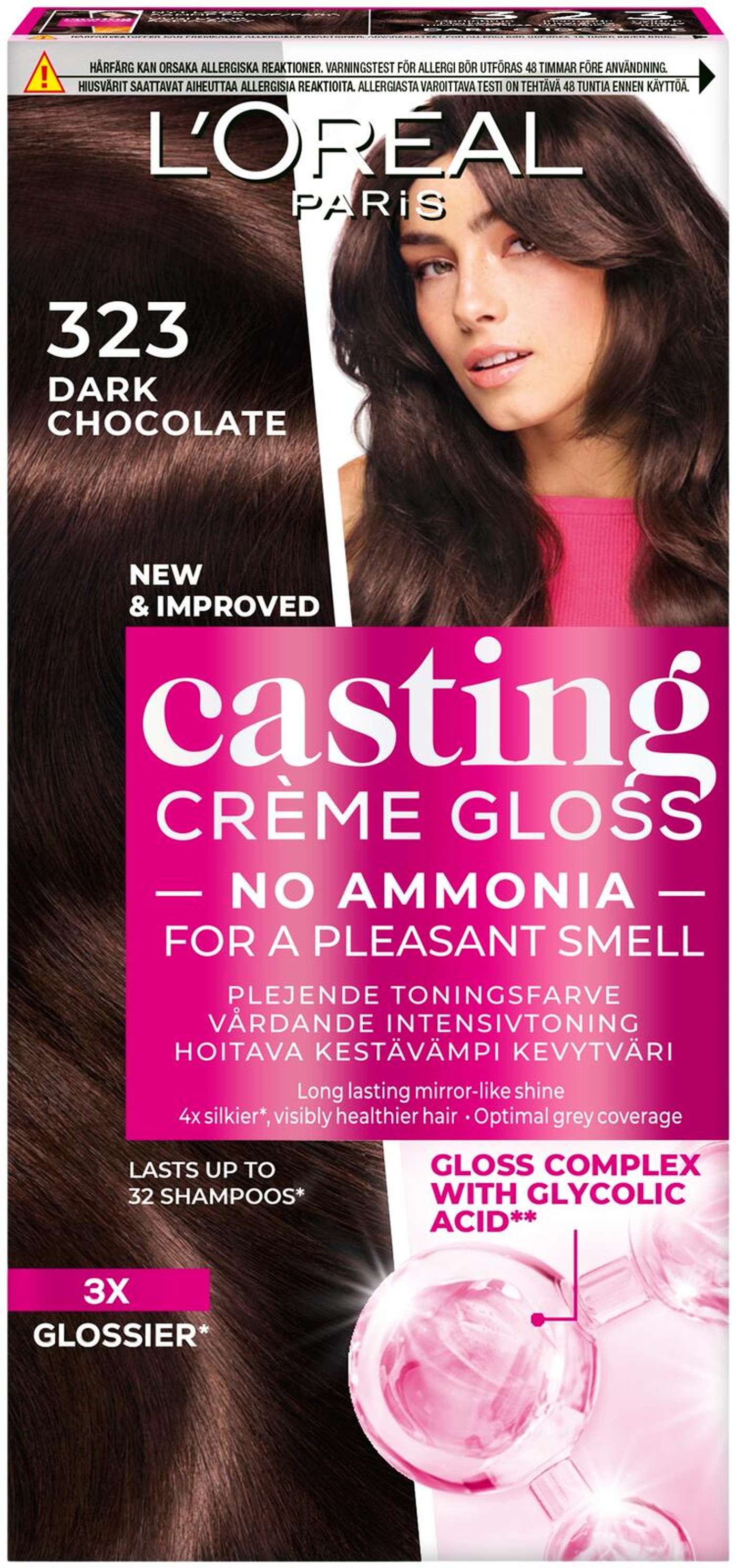 L'Oréal Paris Casting Crème Gloss 323 Темный Шоколад Темно-коричневый Перламутровый светлый цвет 1шт (цвет Темный шоколад)