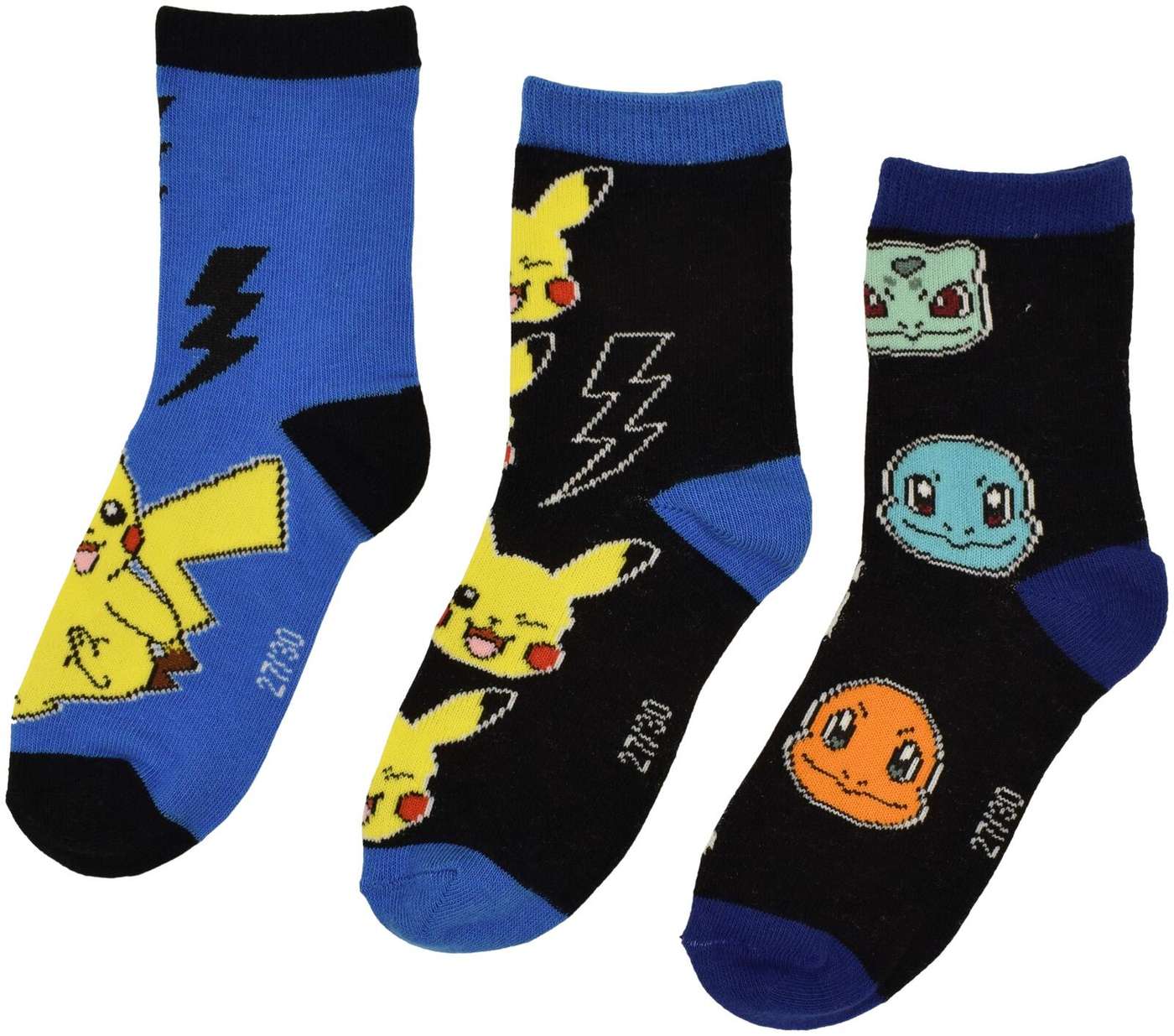 Детские носки Pokemon, 3 шт. (размер 27-30, цвет Черный / синий)
