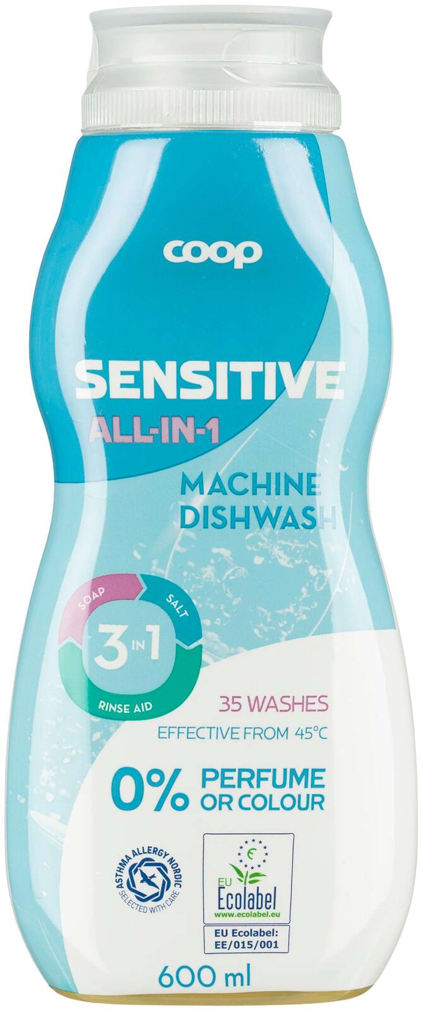 Гель для мытья посуды Coop All-in-1 Sensitive 600 мл