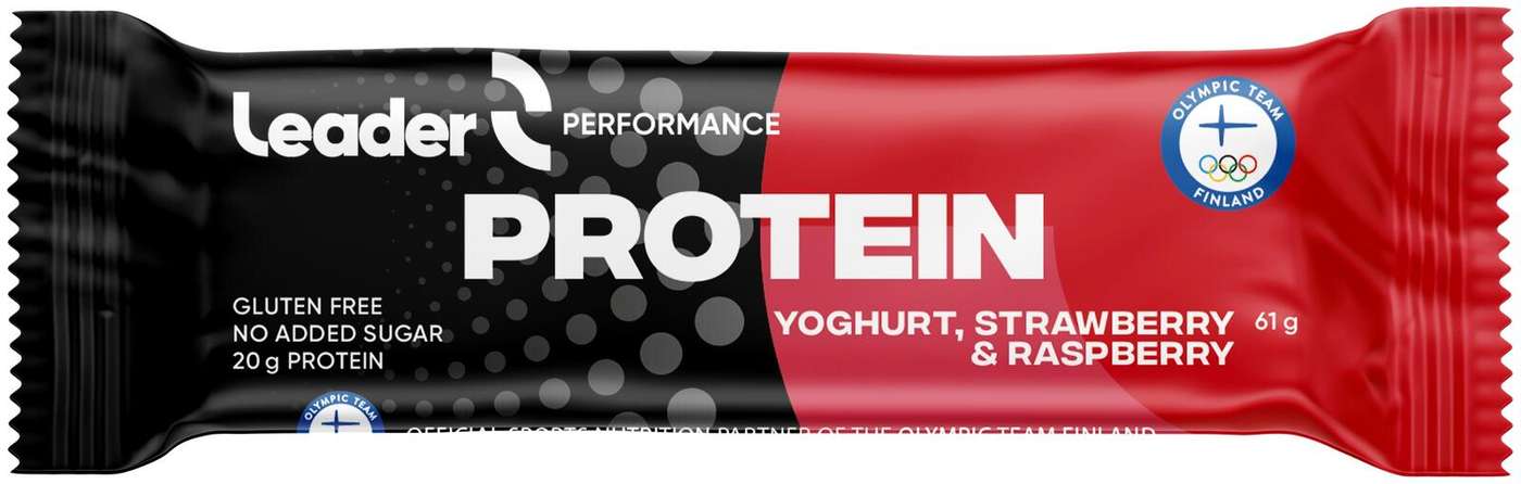Протеиновый батончик Leader Performance Protein Yoghurt, Strawberry & Raspberry йогурт-клубника-малина 61 г