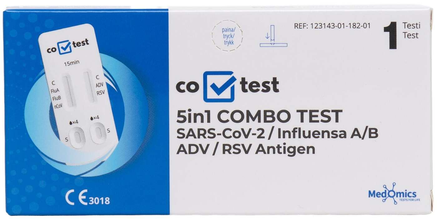 Комбинированный тест Co-Test 5in1 sars-cov 2 / грипп a / b / adv / rsv, комбинация экспресс-тестов на антигены (lfia)
