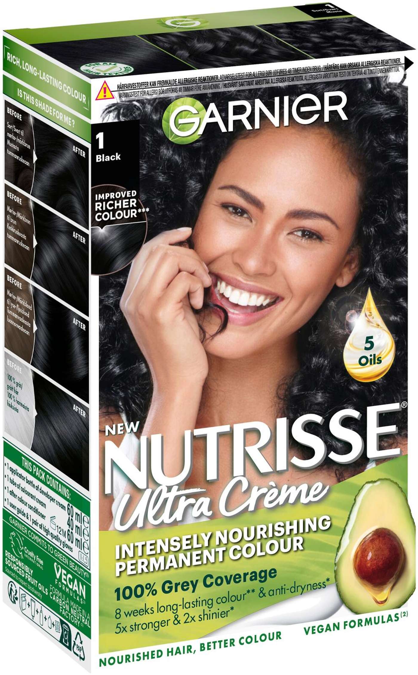 Garnier Nutrisse Ultra Creme 1. 0 Black Черный перманентный краситель 1шт (цвет Черный)