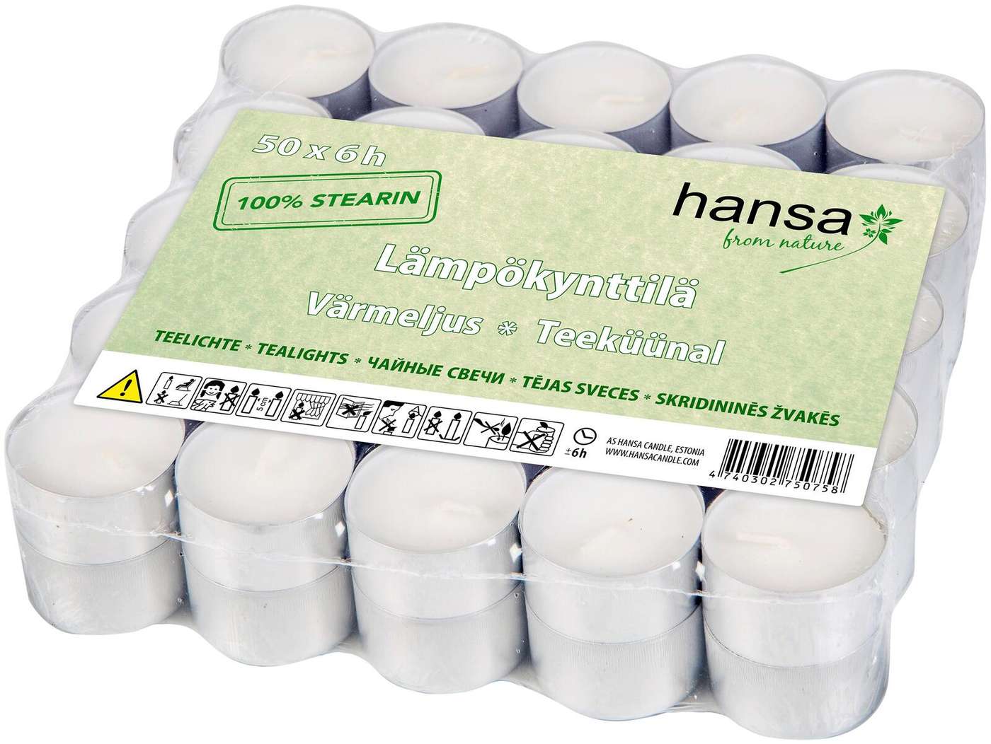 Hansa Candle стеариновая термосвеча 6ч 50шт