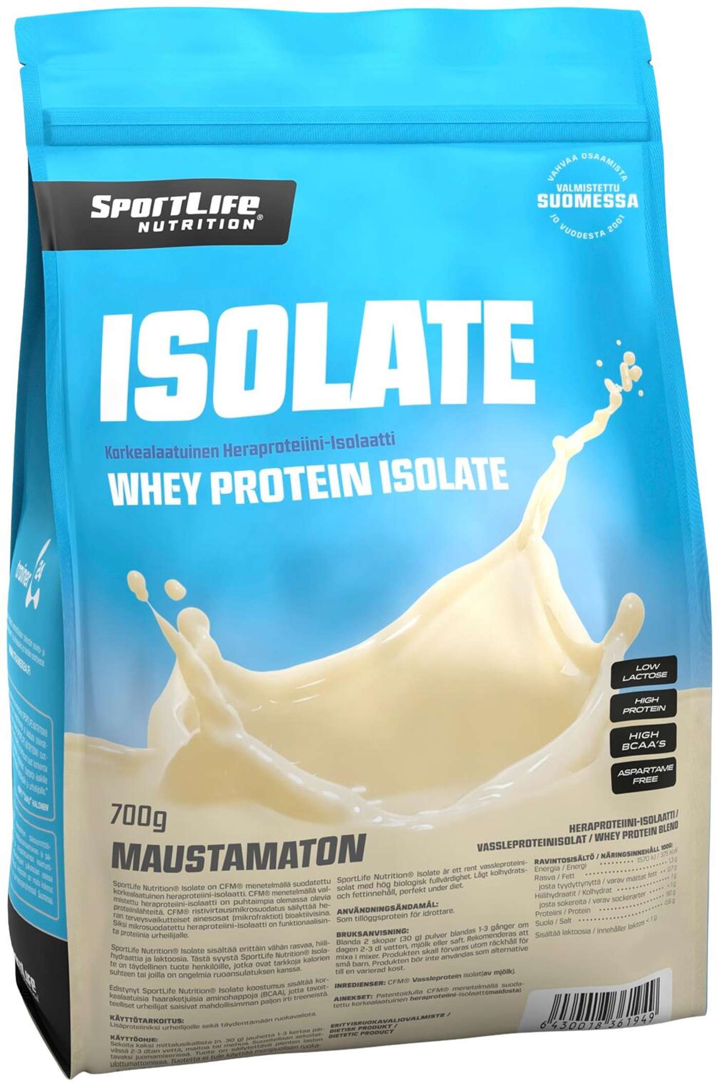 SportLife Nutrition Isolate 700 г неароматизированного порошка сывороточного протеина