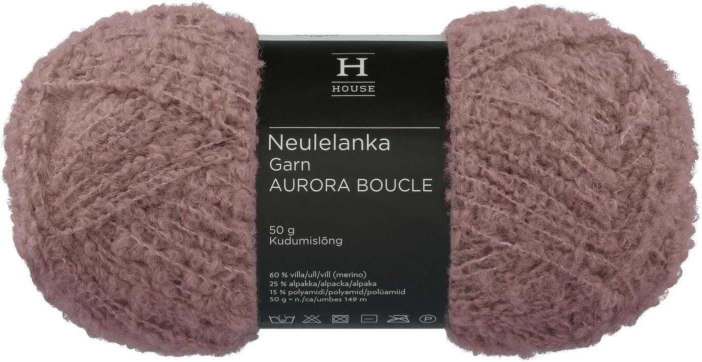 Домашняя пряжа Aurora Boucle 50 г сухая роза 12180 (цвет сухая роза)