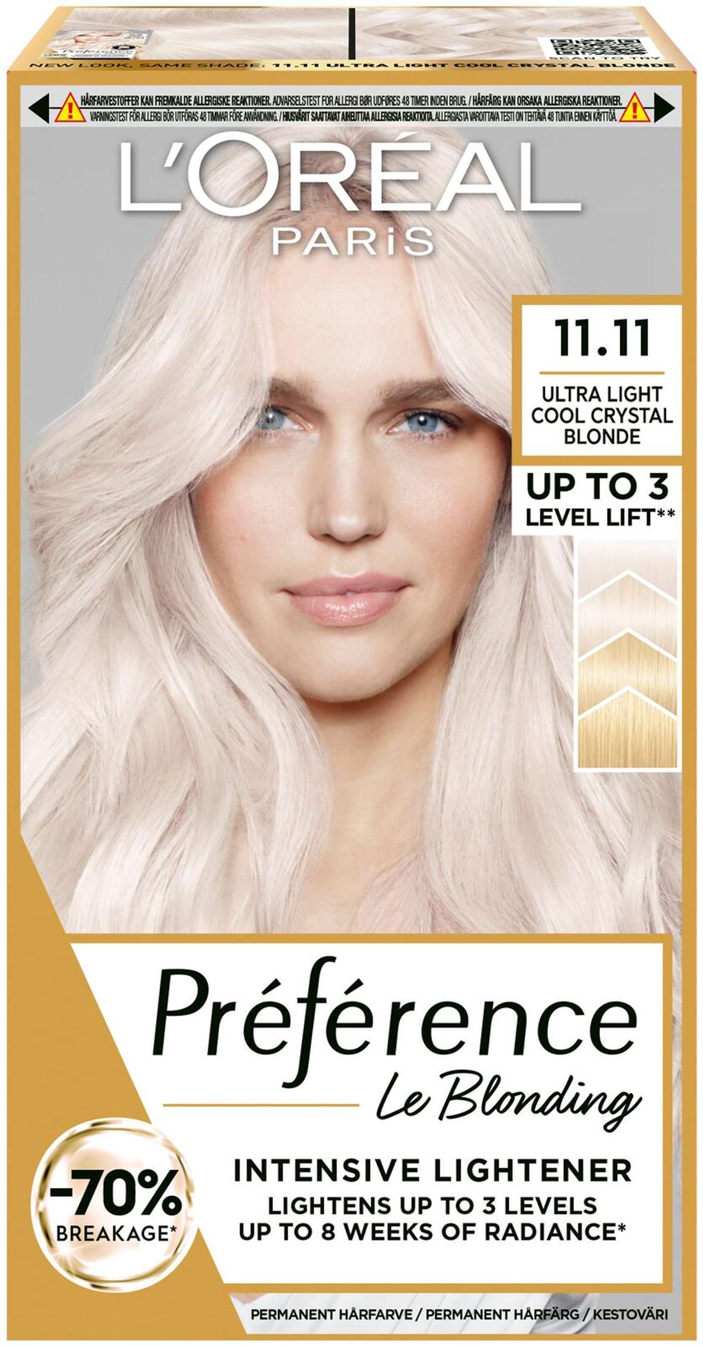 L'Oréal Paris Préférence Le Blonding 11. 11 Ultra Light Extra Light Cool Silver Blonde Очень яркий холодный серебристый блондин перманентный цвет 1шт (цвет Ультра светлый экстра светлый холодный серебристый блондин)