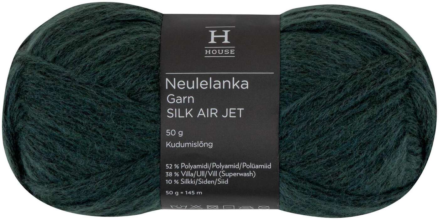 Домашняя пряжа Silk Air Jet 50 г Лесно-зеленый 12078 (цвет зеленый лес)