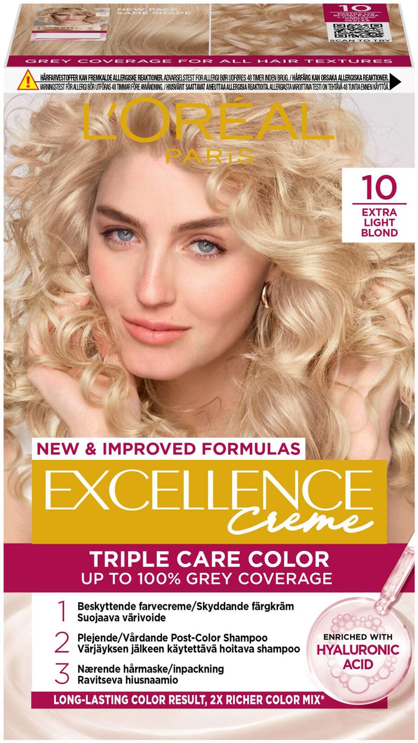 L'Oréal Paris Excellence Creme 10 Extra Light Blonde Clear Light перманентная краска 1шт (цвет Экстра-светлый блондин)