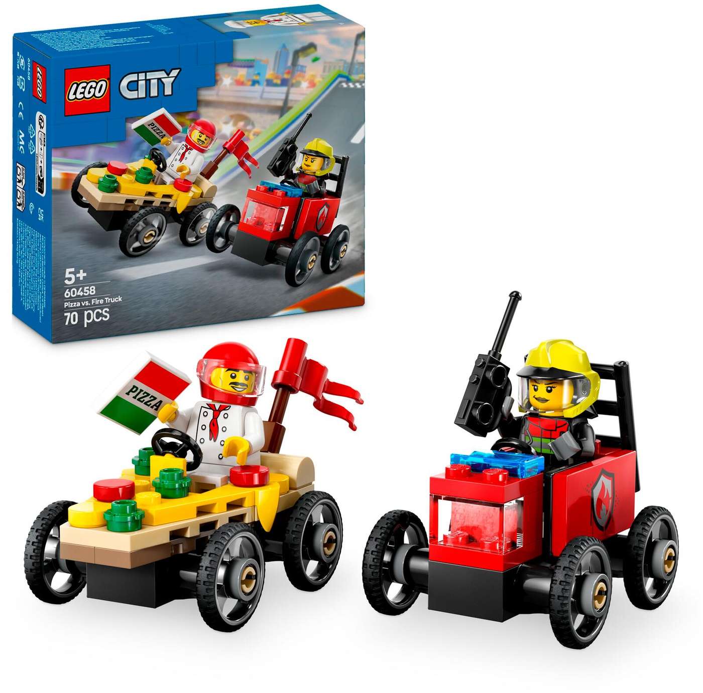 LEGO® City Great Vehicles (60458) Грузовик с пиццей против пожарной машины - набор гоночных машин