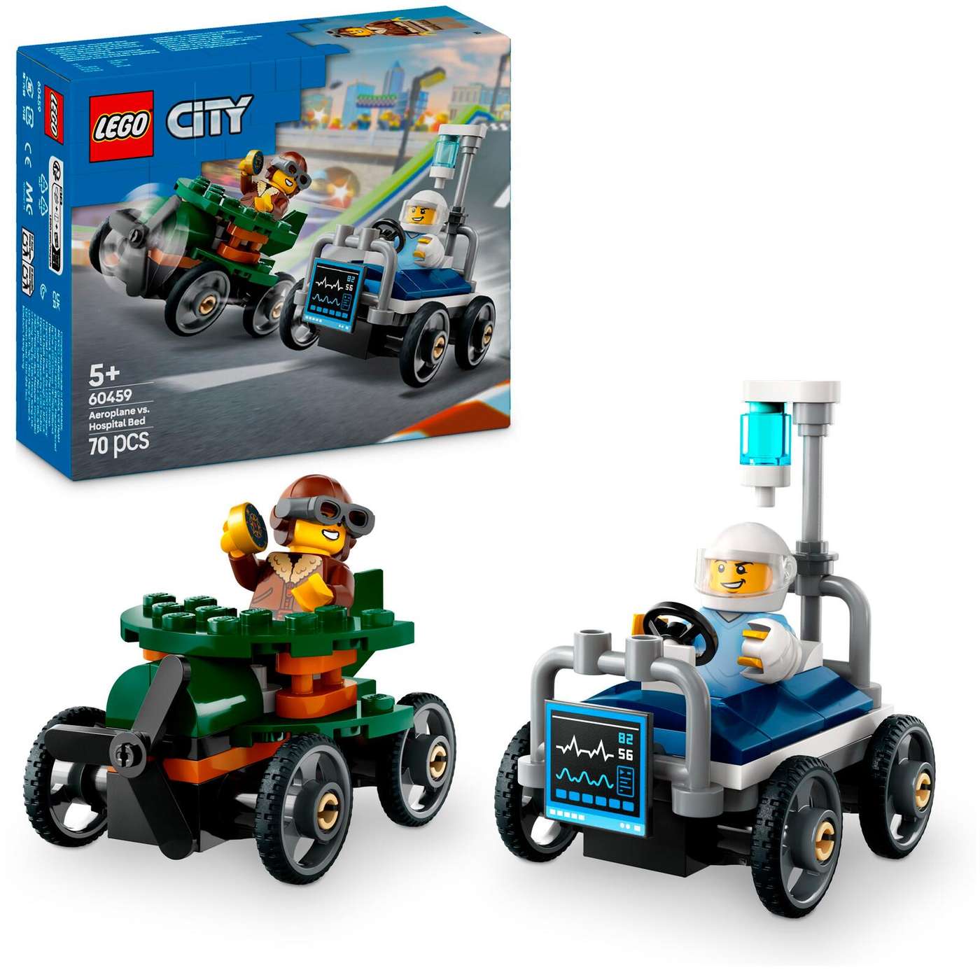 LEGO® City Great Vehicles (60459) «Самолет против больничной койки» - набор гоночных машин
