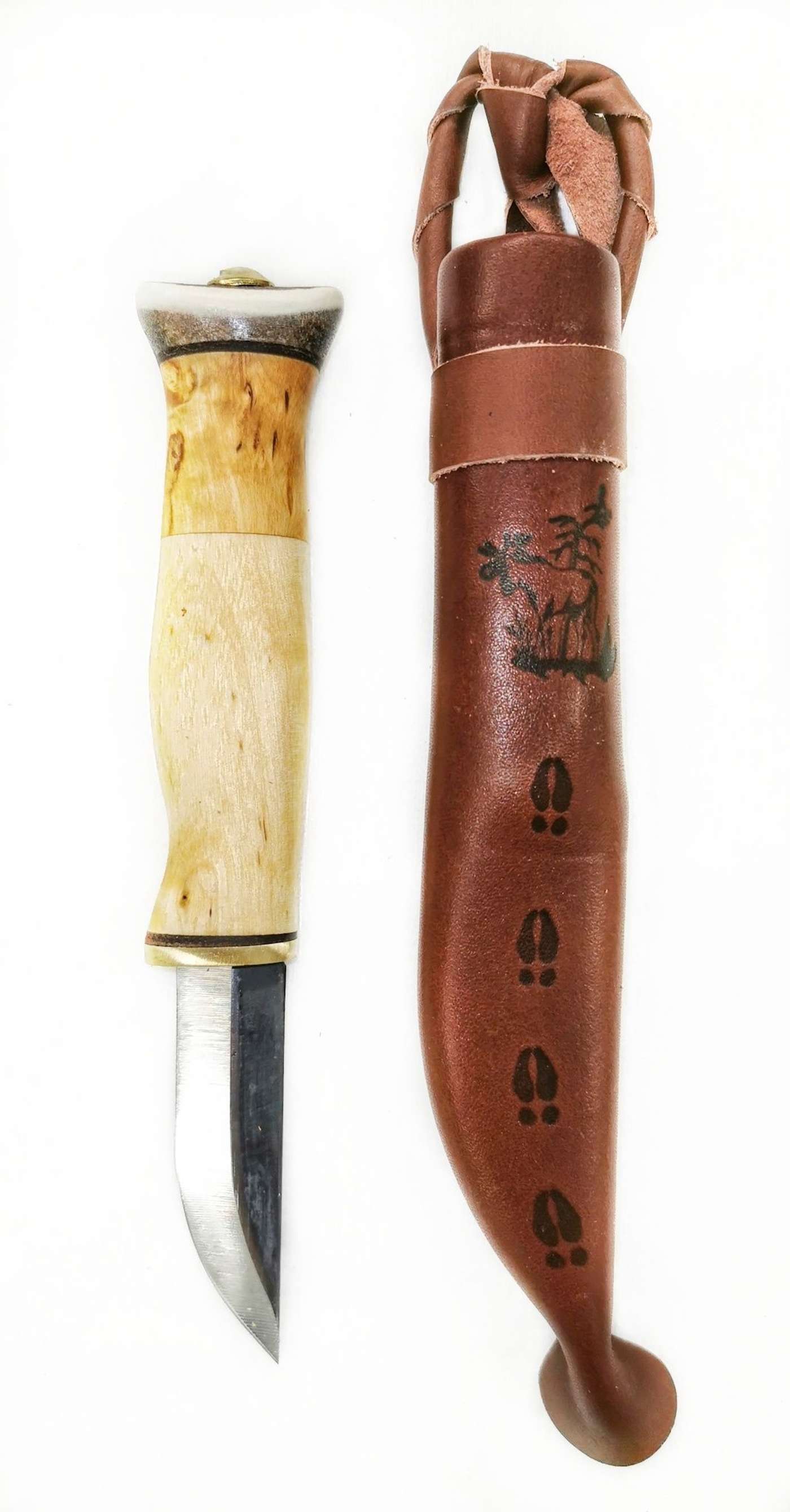 Карманный нож Wood Jewel с навершием из рога, лезвие из углеродистой стали 6, 2 см