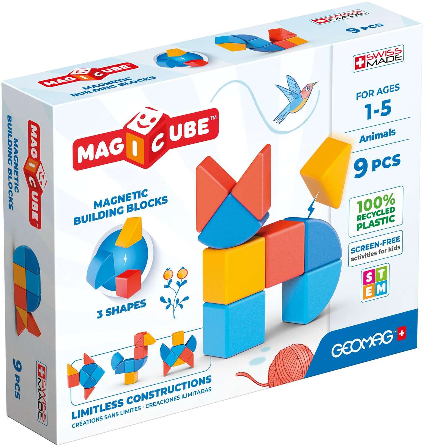 Магнитные строительные блоки Geomag Magicube Animals, 9 деталей