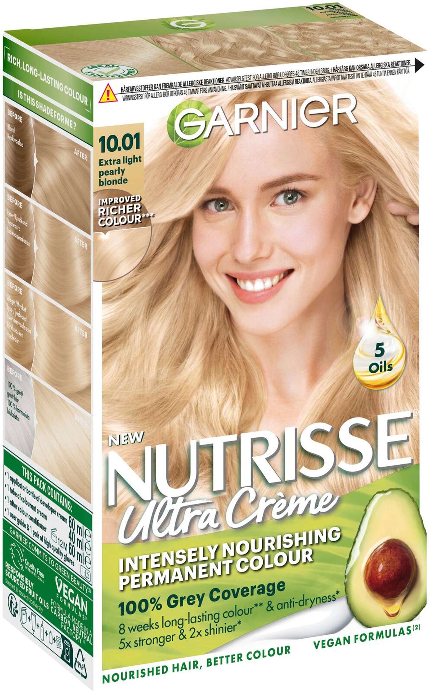 Garnier Nutrisse Ultra Creme 10. 01 Extra Light Pearly Blonde Прозрачный перламутровый блондин перманентный цвет 1шт (цвет Экстра-светлый перламутровый блондин)