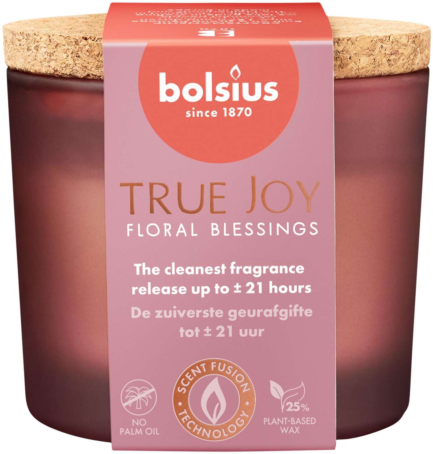 Больсиус - ароматическая свеча, пробковая крышка - розовый - Floral Blessings (цвет розовый)