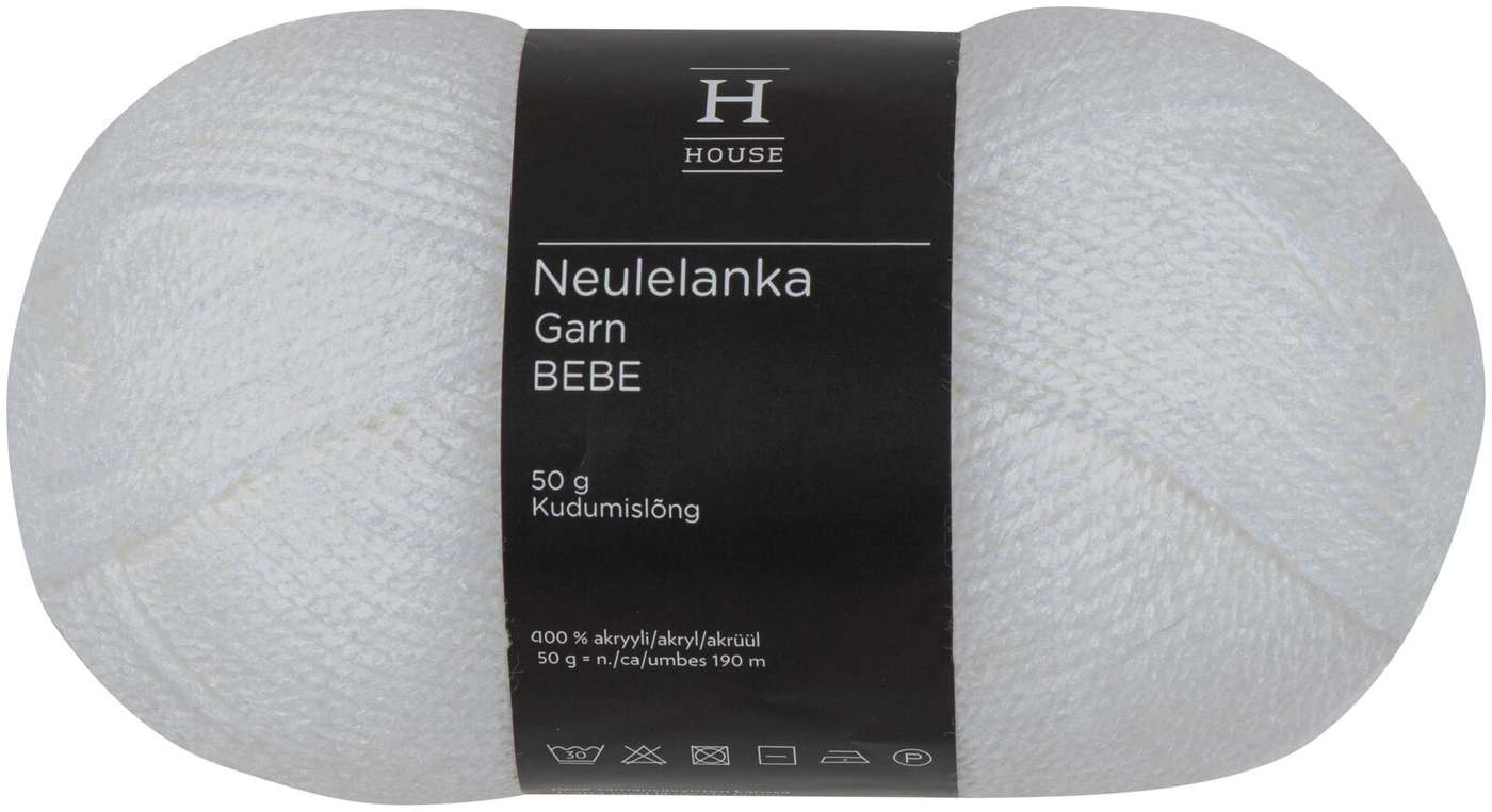 Домашняя пряжа Bebe 50 г белая 208 (цвет белый)