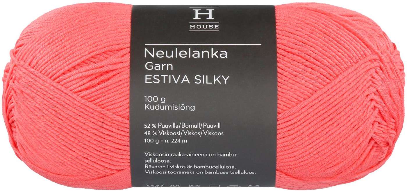 Пряжа домашняя бамбуковая смесовая вискоза-хлопок Estiva Silky 100 г Choral Red 4368 (цвет хоральный красный)