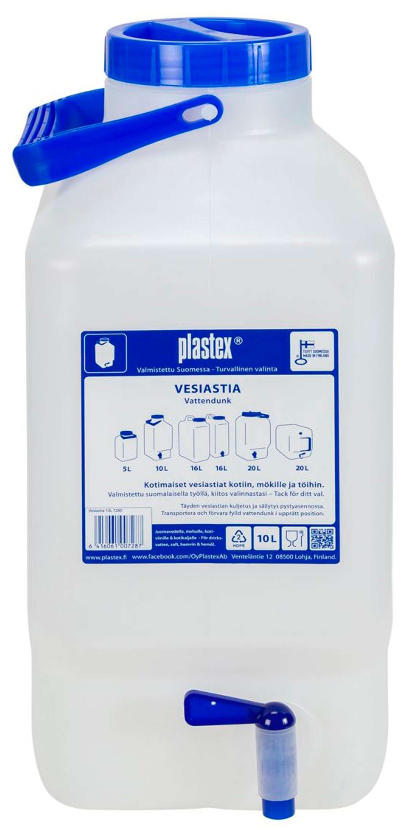 Емкость для воды Plastex 728 с краном 10л. (цвет Кремово-белый , синий)