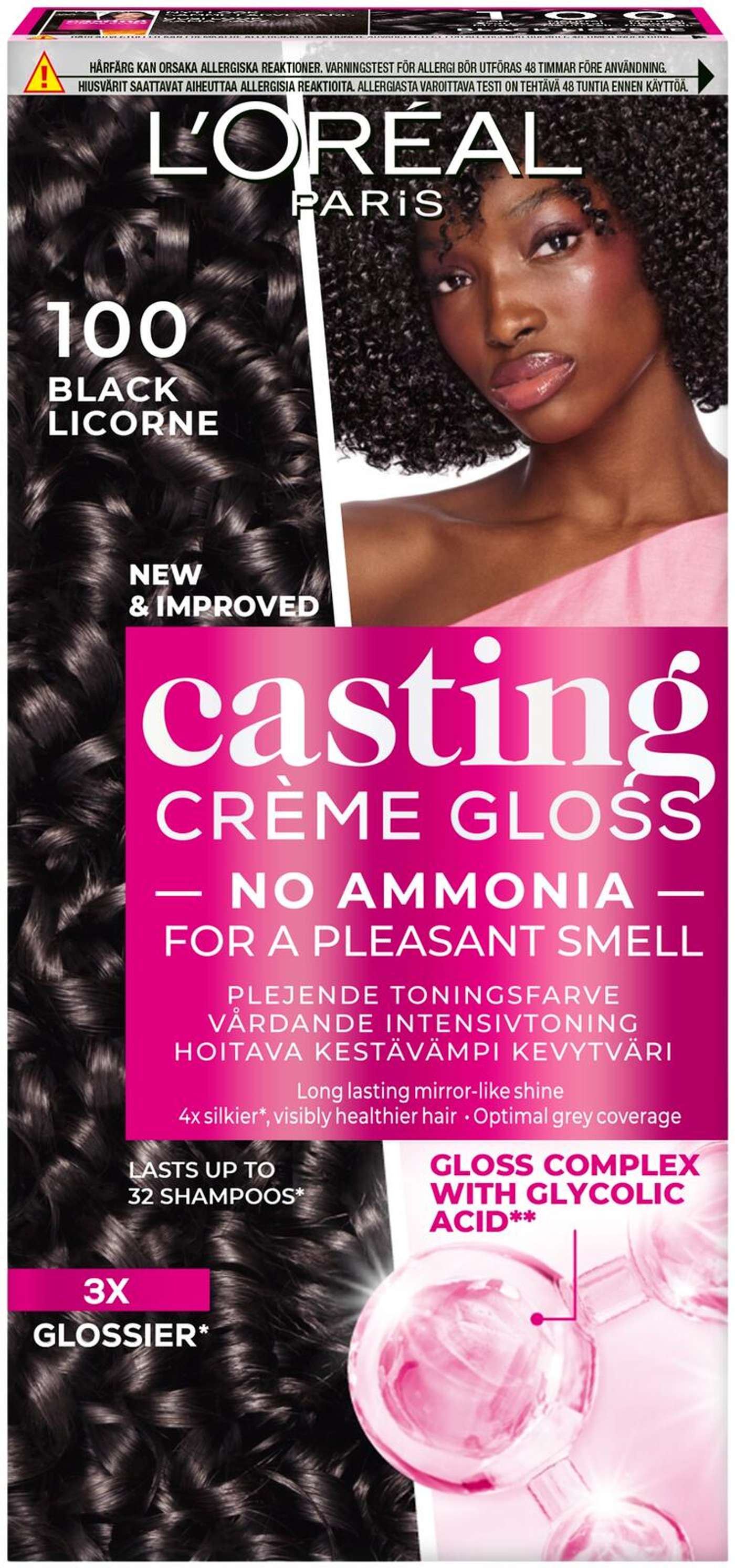 L'Oréal Paris Casting Crème Gloss 100 Black Licorne полуперманентная краска для нормальных волос 1 шт. (цвет Черный единорог)