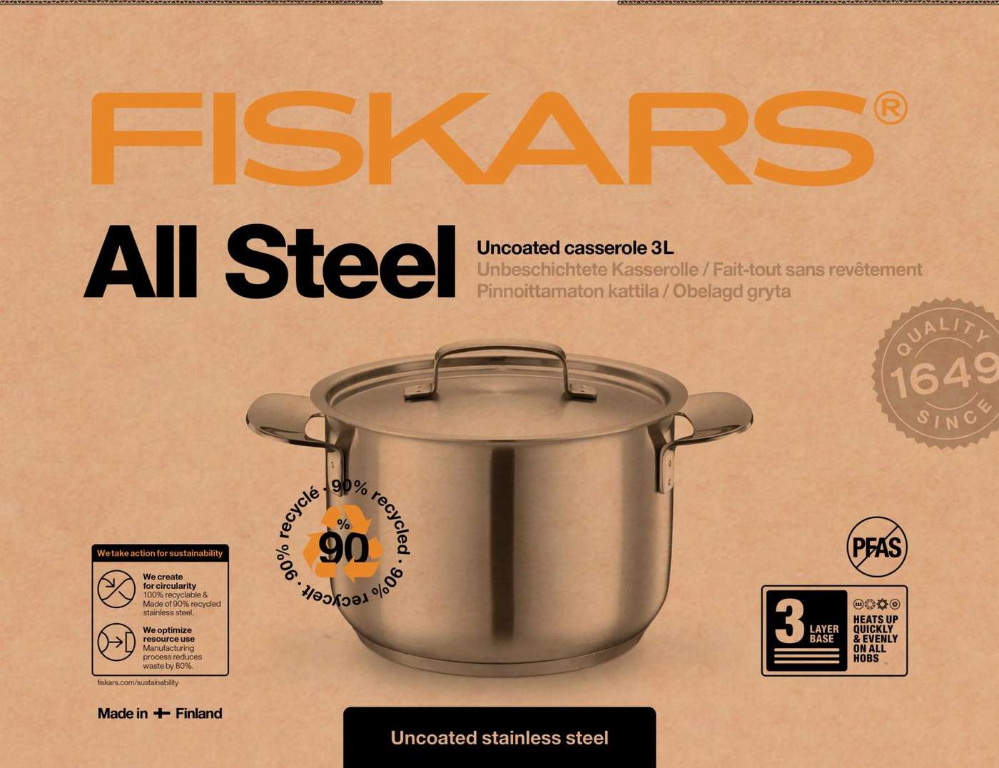 Кастрюля Fiskars All Steel 3, 0л.